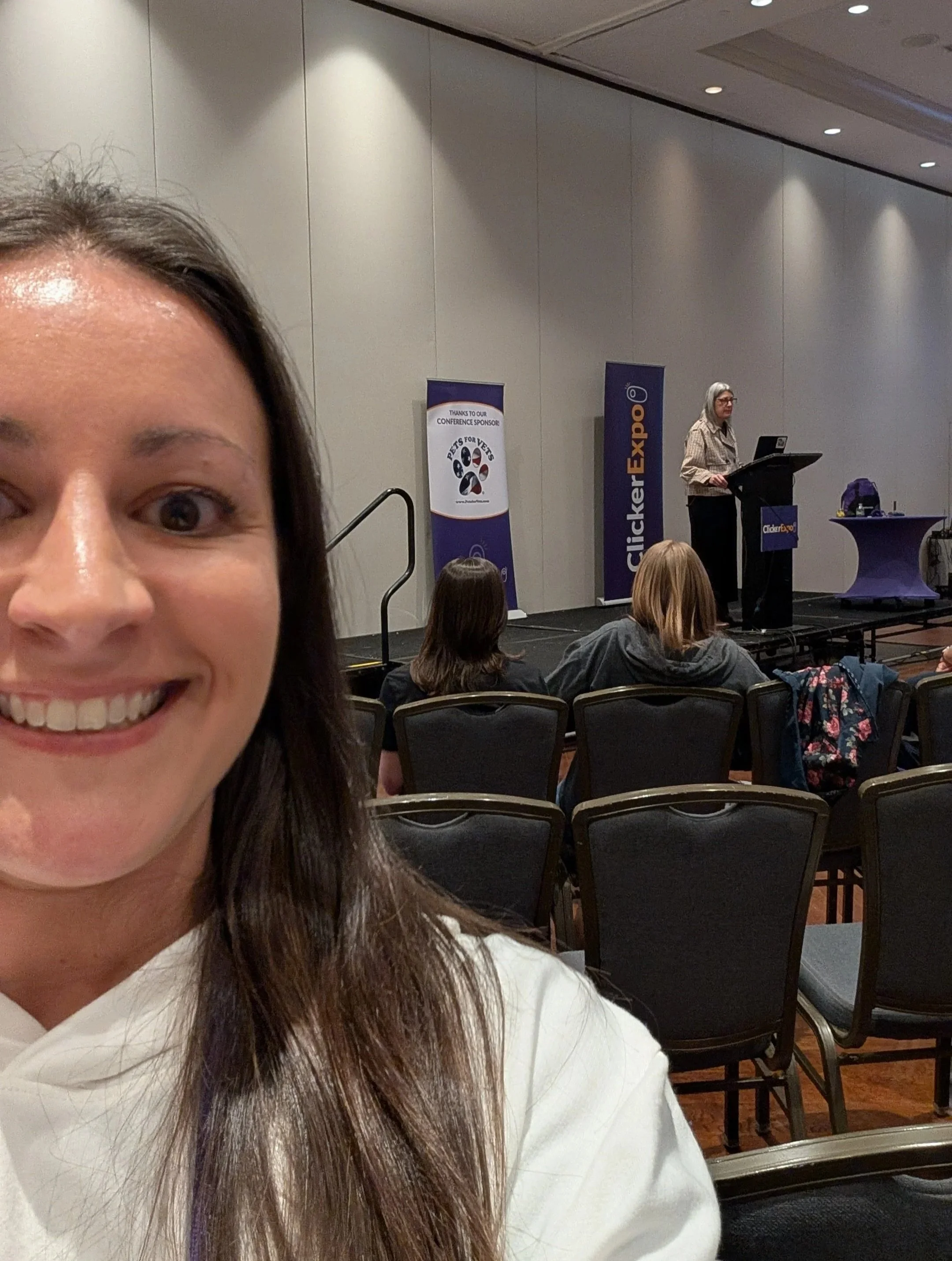 Selfie of Cori Tufano, with Susan Friedman in the background