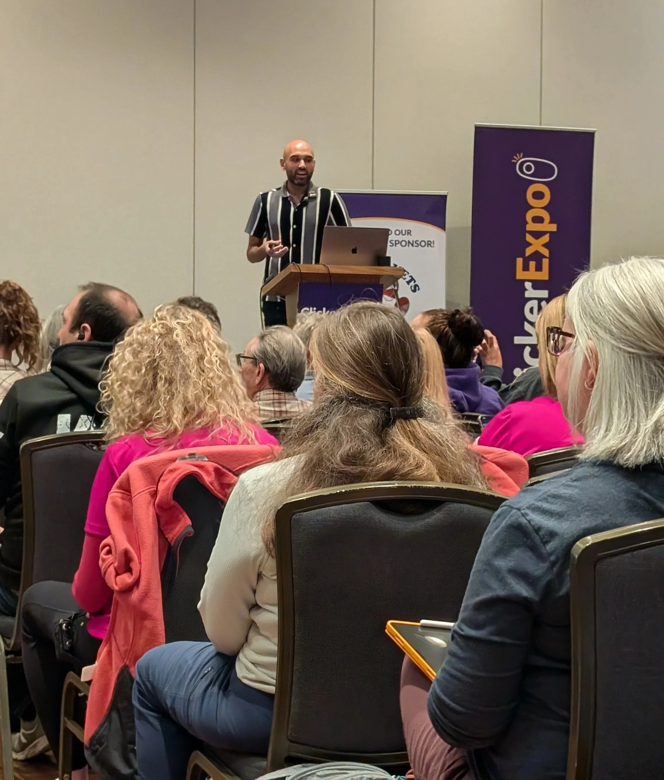 Chirag Patel, giving a talk on choice and control in dog training