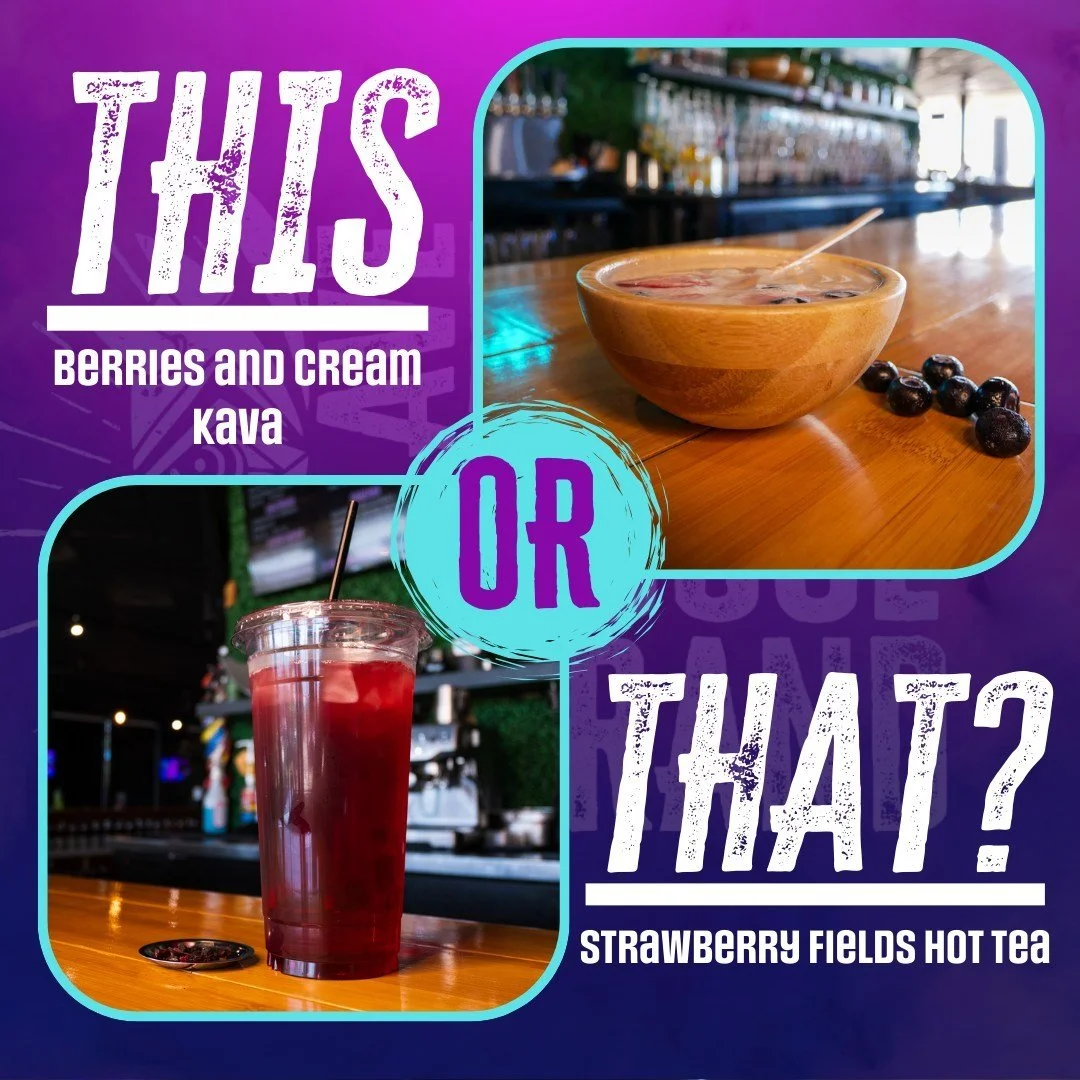 Alright, folks, time to play favorites! 👀

Our new menu is in full bloom, but you've gotta choose: Are you Team Strawberry Fields Hot Tea, ready to sip into spring, or Team Berries and Cream Kava, bringing the creamy vibes? 🍓

Cast your vote and le