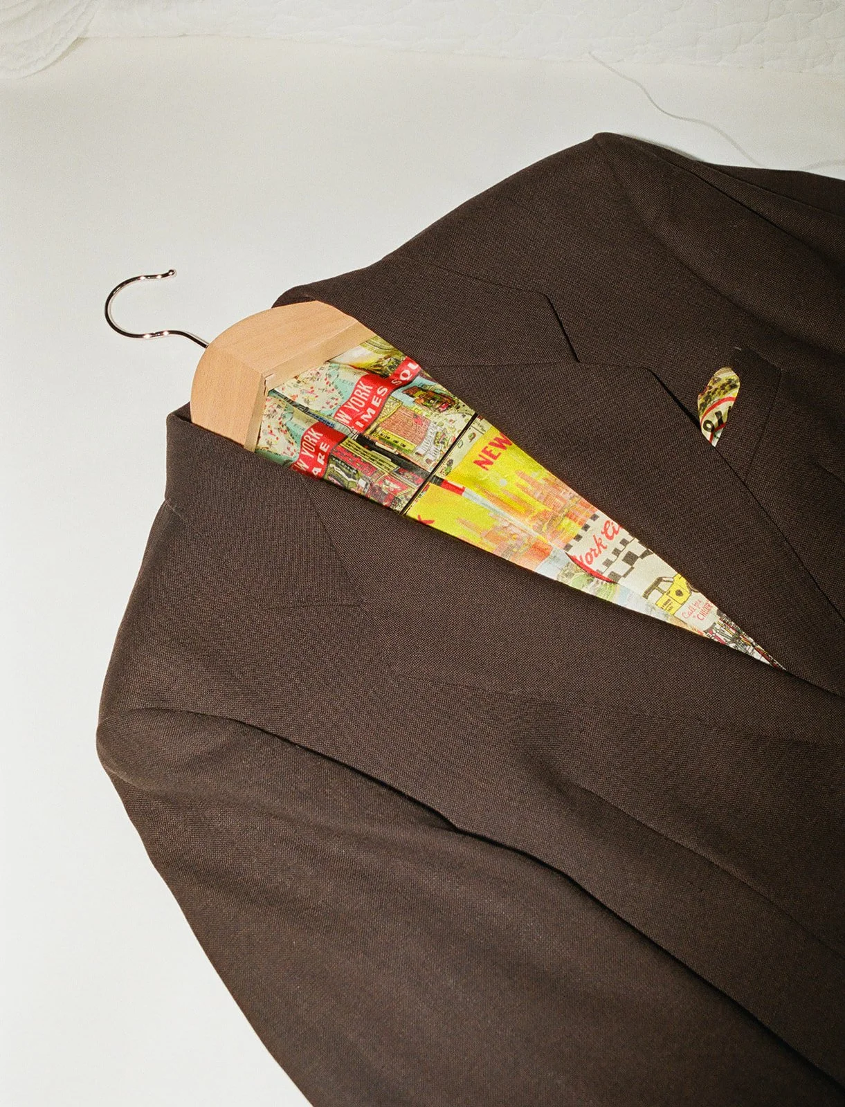 chocolate brown and black wedding suit with printed flash lining