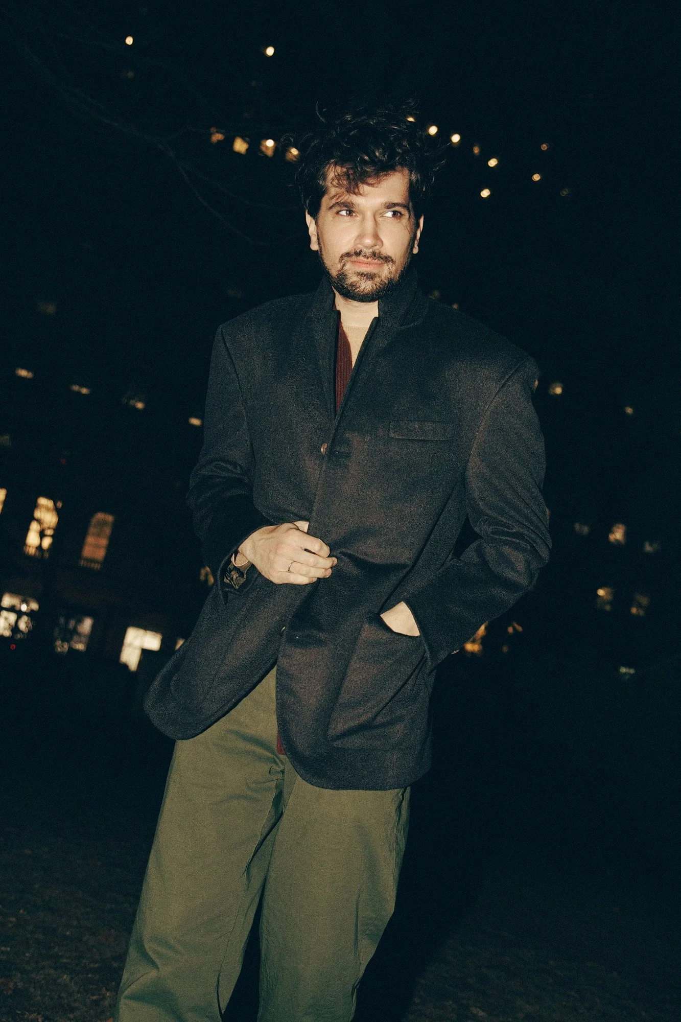 mens cashmere blazer with three buttons charcoal grey