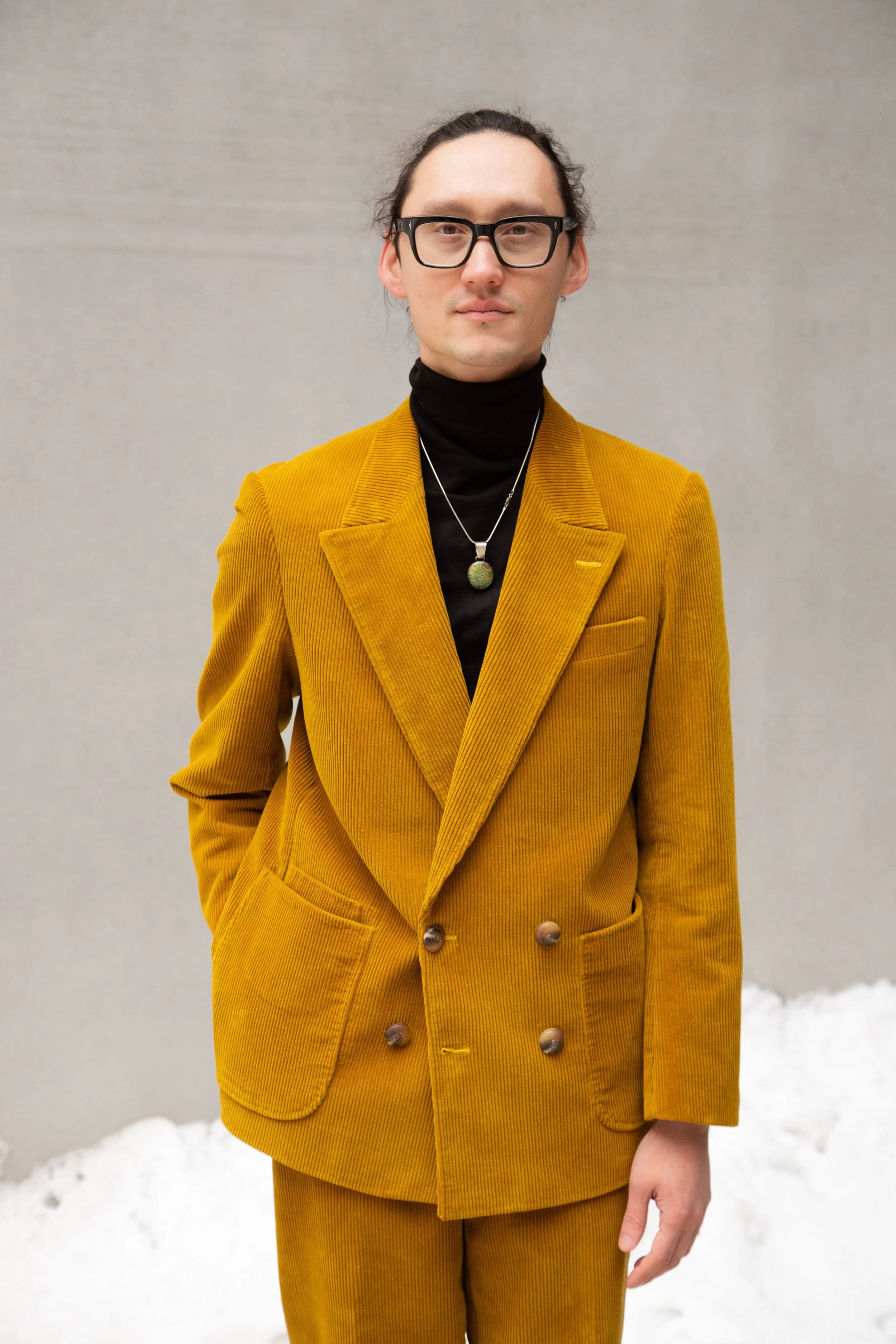 yellow corduroy queer suit