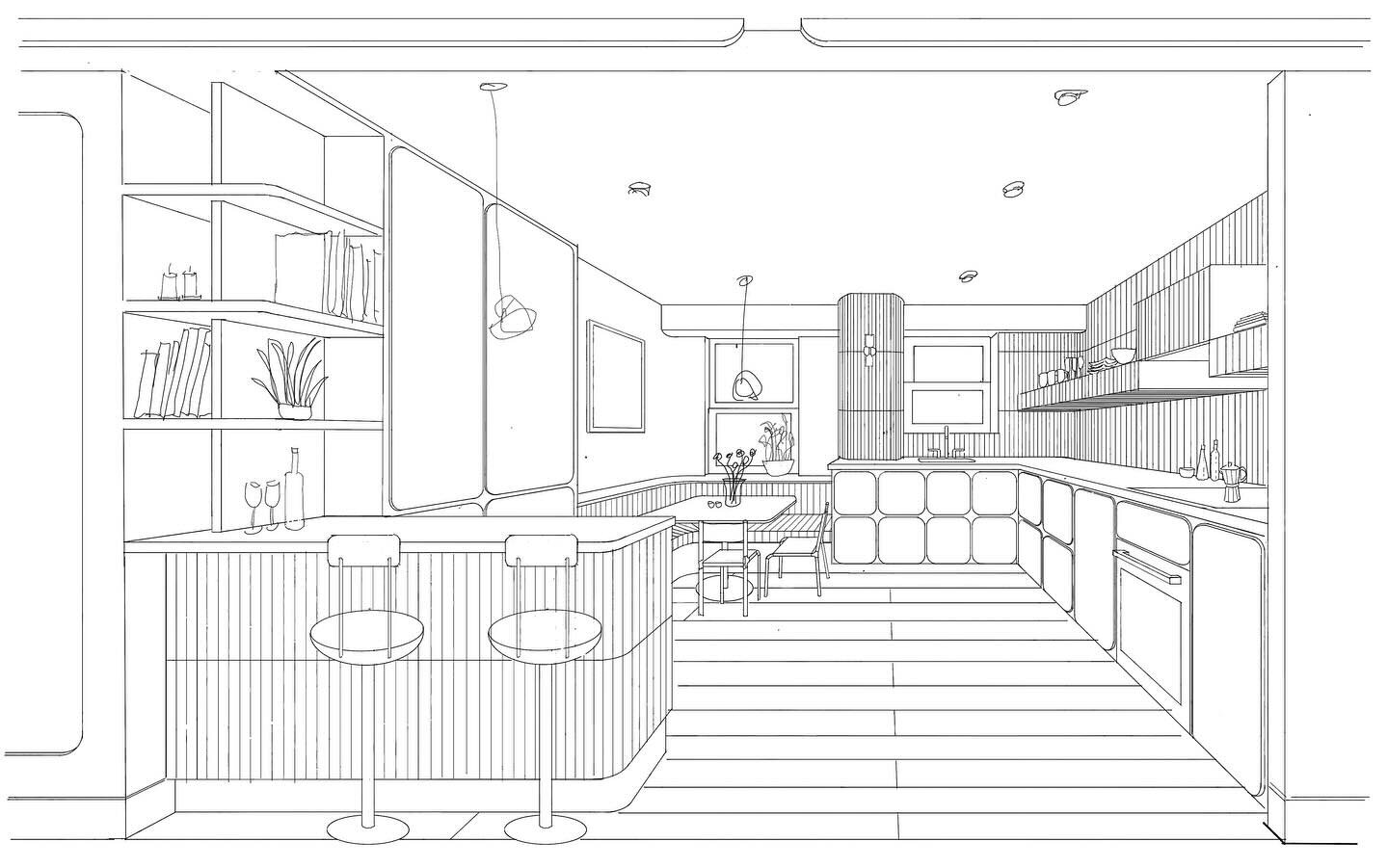 West 9th Residence | Kitchen Rendering | Design Process 
.
.
.
Sketch study of West Village penthouse kitchen.
#sketch #kitchen #design #architecture #architecture #westvillage #nyc #grenwichvillage #custommade #interiordesign #interiorarchitecture #
