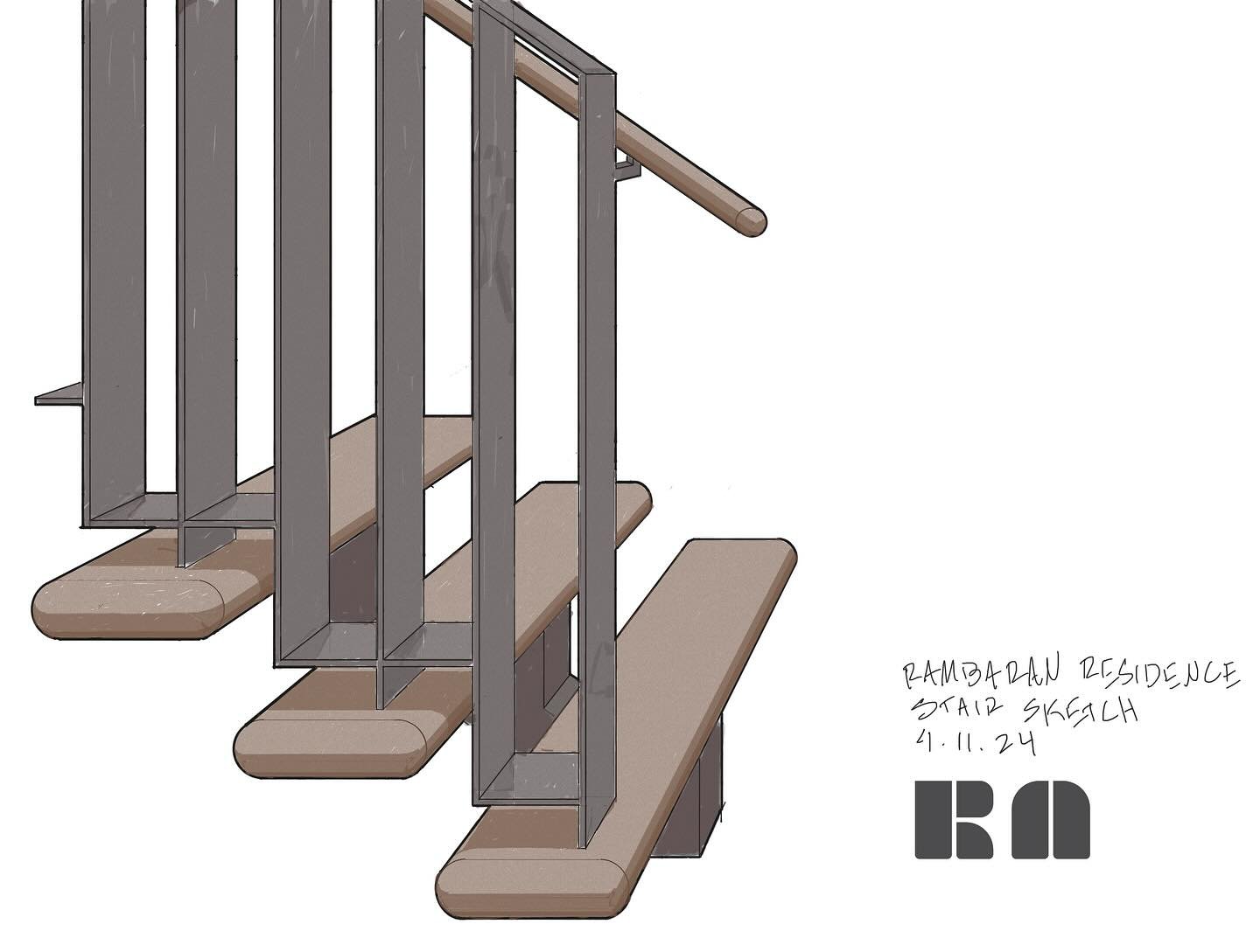 Rambaran Residence | Stair Sketch | Design Process 
.
.
.
Hand sketch of tread and rail design. 
#sketch #stair #rockawaybeach #nyc #illustration #interiordesign #interiorarchitecture #handsketch #groundupconstruction #residentialdesign