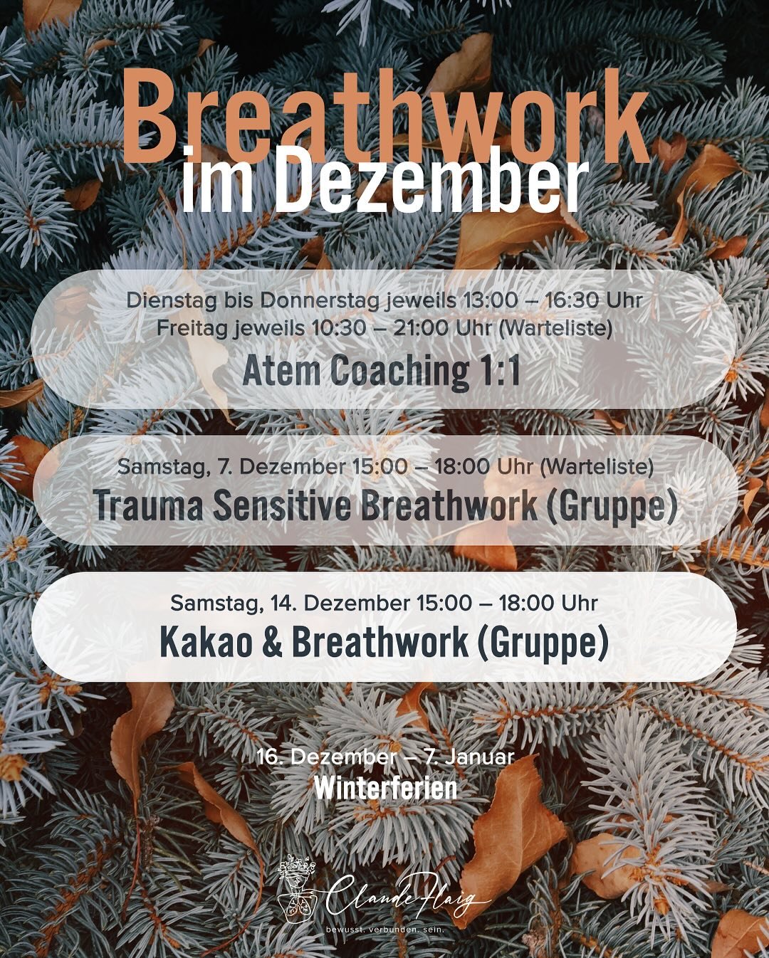 Gruppen-Sessions

-&mdash;&mdash;&mdash;&mdash;&mdash;&mdash;

Im Dezember gibt es im @herzwegyoga_studio die letzten Gelegenheiten im 2024 zusammen mit @herzwegyoga und mir, die transformative Kraft des Atems zu erleben und tief mit dir selbst in Ve