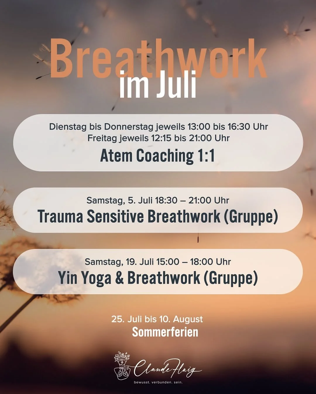 Breathwork group sessions
-------
Conscious connected breathing is at the center of our breathing journeys. The group energy creates a powerful field that carries you and supports you to breathe deeply into yourself.