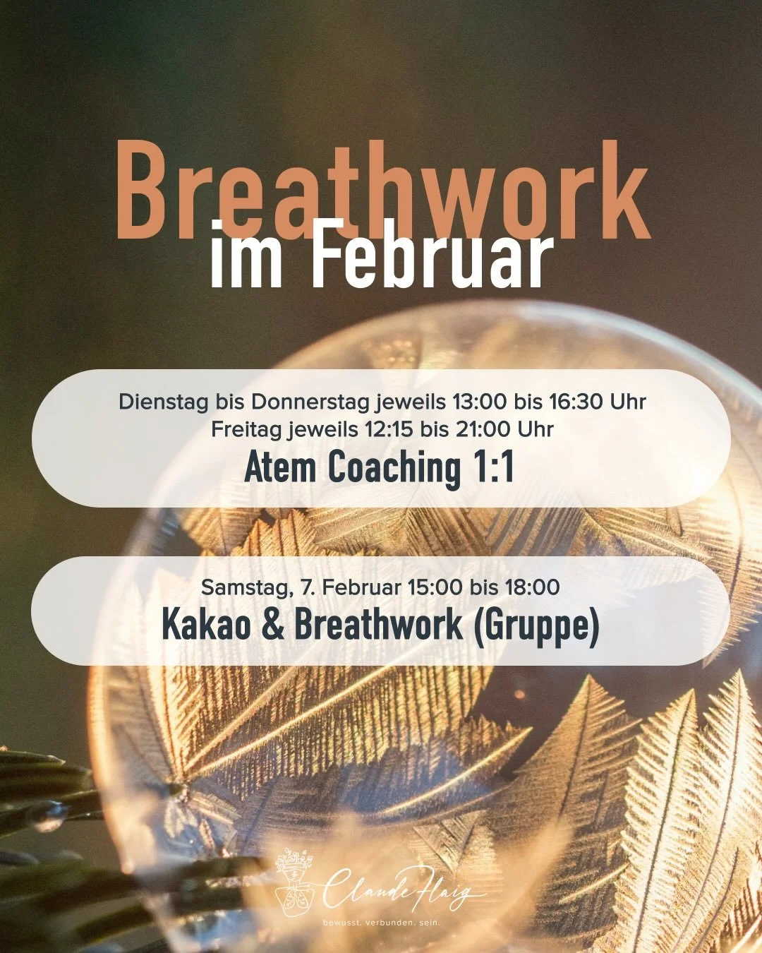 Breathwork group sessions

-------

Conscious connected breathing is at the center of our breathing journeys. The group energy creates a powerful field that carries you and supports you to breathe deeply into yourself. 