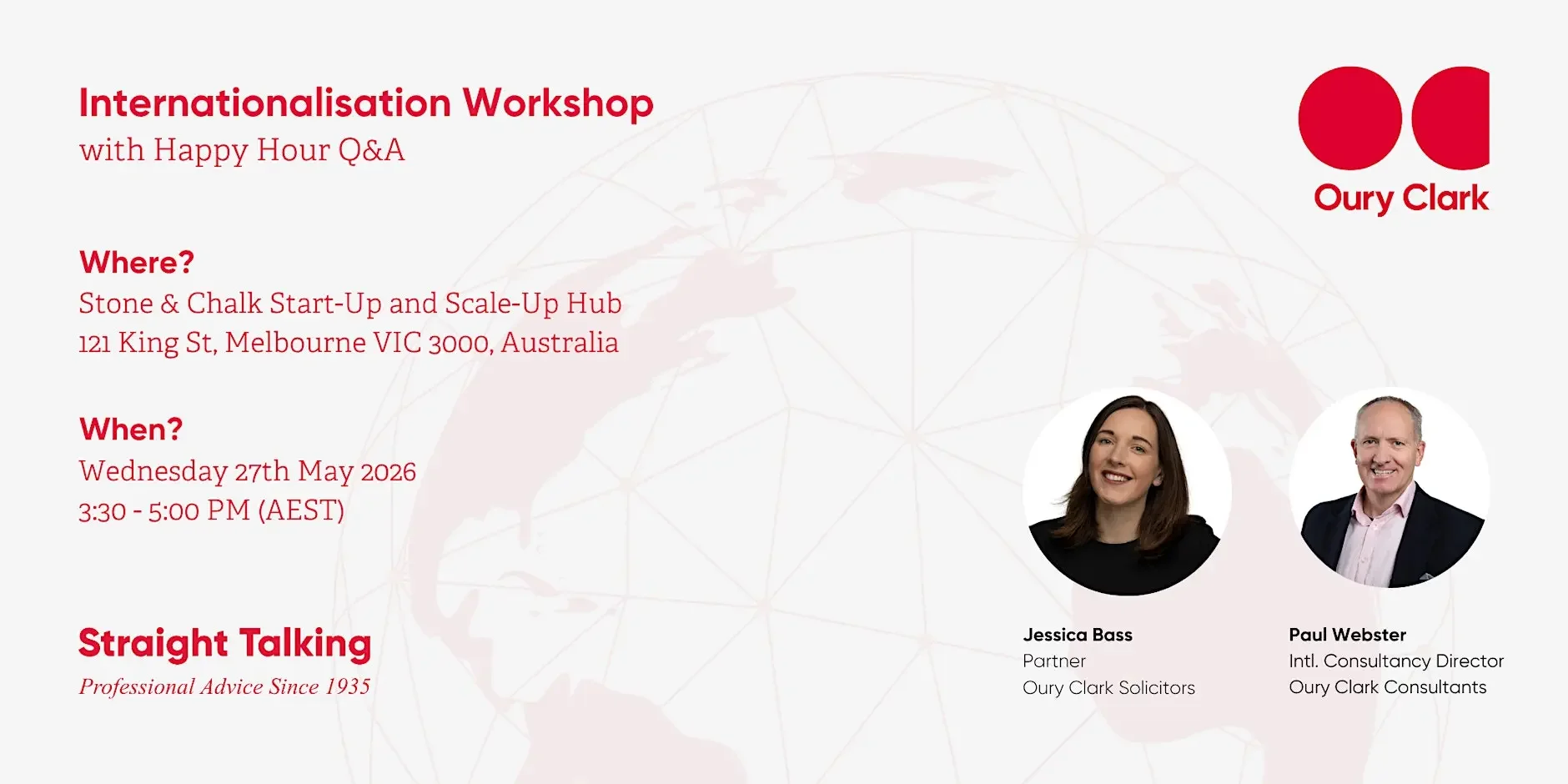 Oury Clark’s Internationalisation Workshop at Melbourne, Adelaide, and Perth