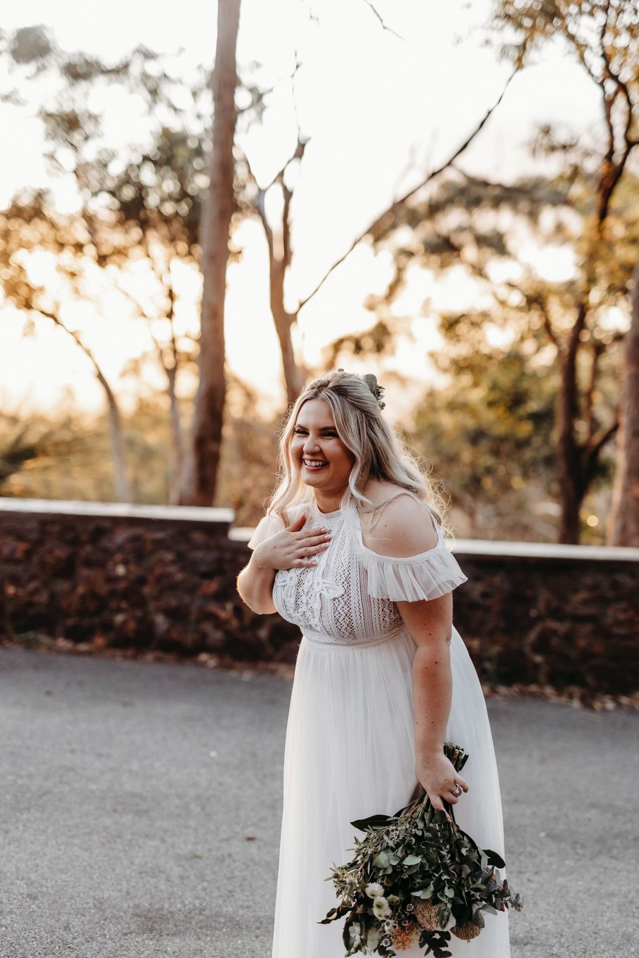 Ella wearing Madeia dress in the Perth hills 