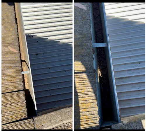 Gutter cleaning before and after