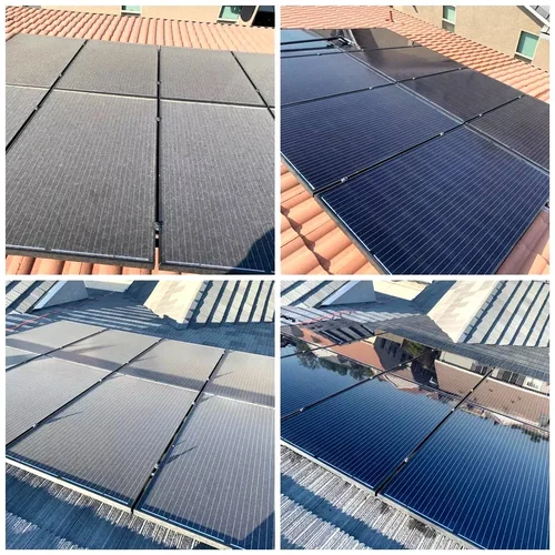Before and after solar panel cleaning comparison