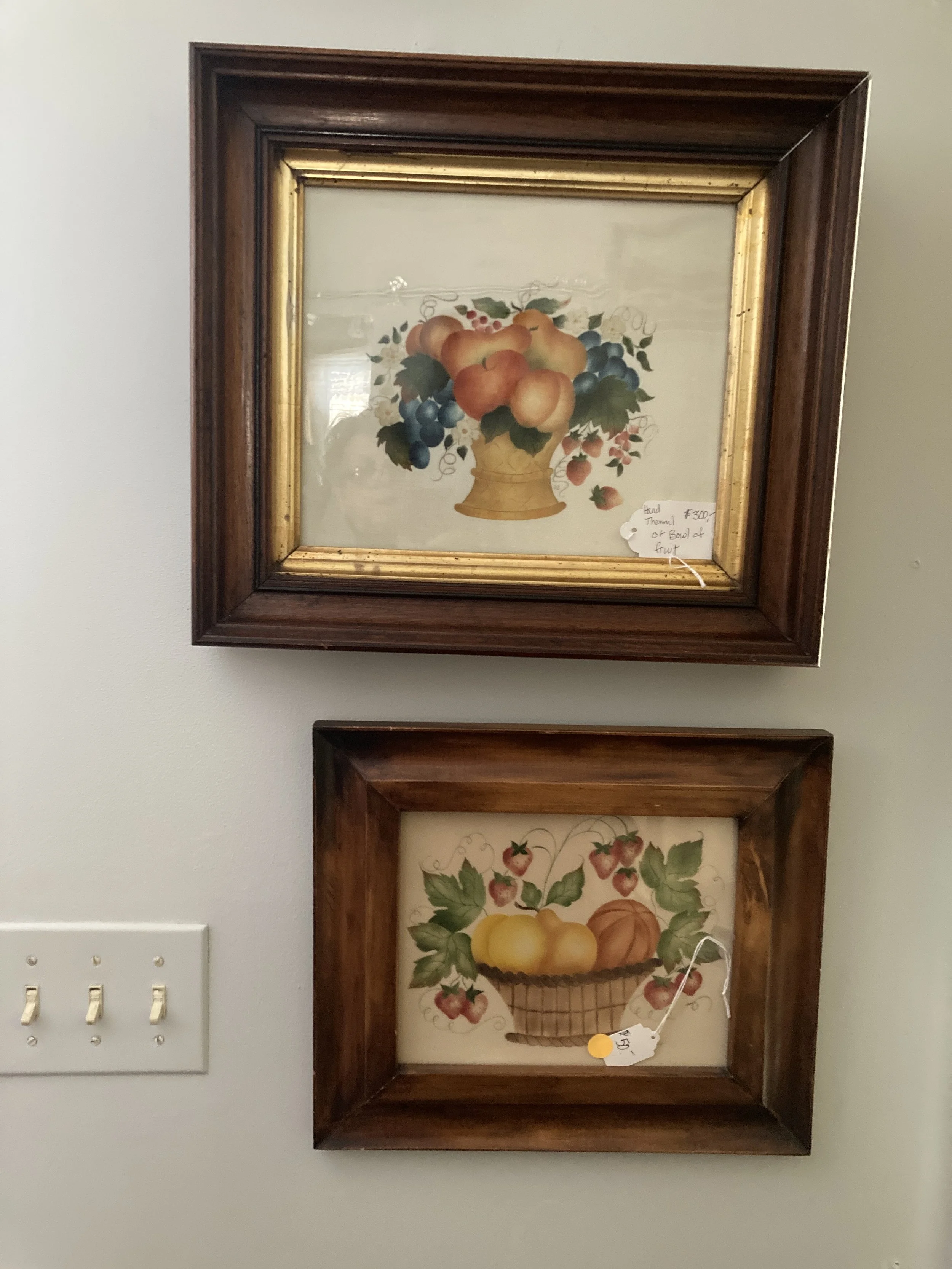 Vintage Folk Art Theorem Painting with Pineapple