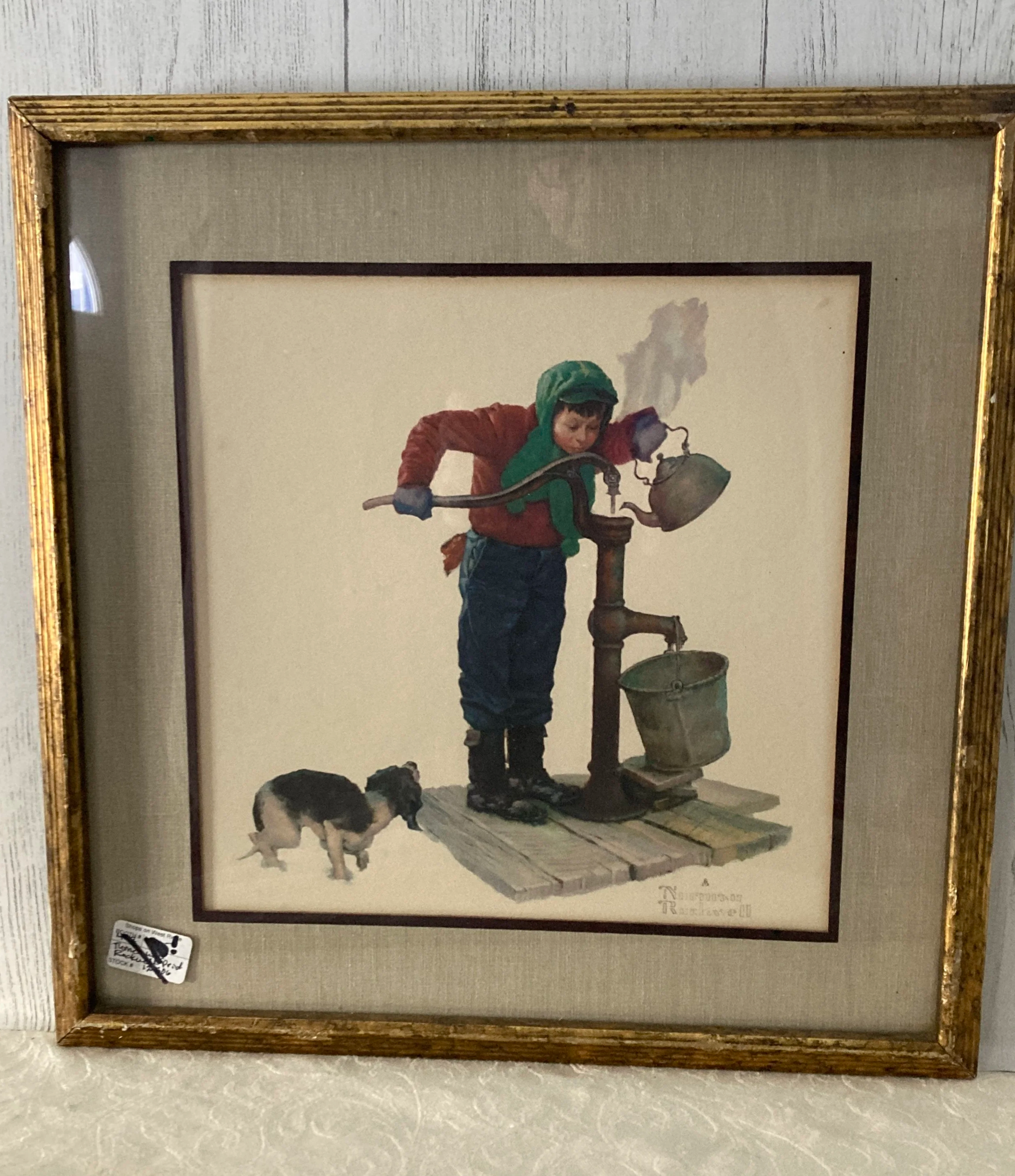 Nostalgic Winter Scene Framed Artwork Print by Norman Rockwell