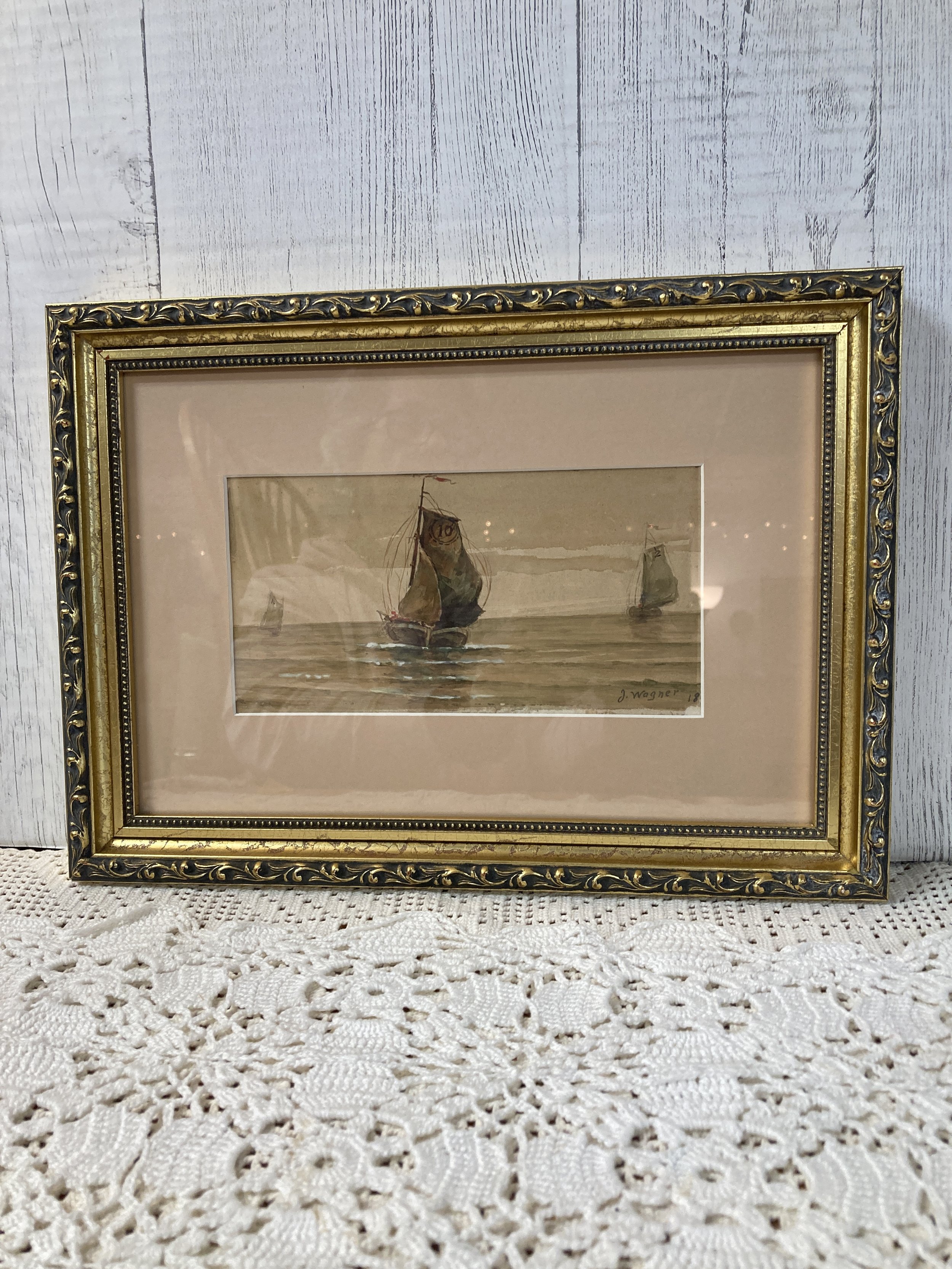 Vintage Maritime Watercolor Painting - Circa 1888