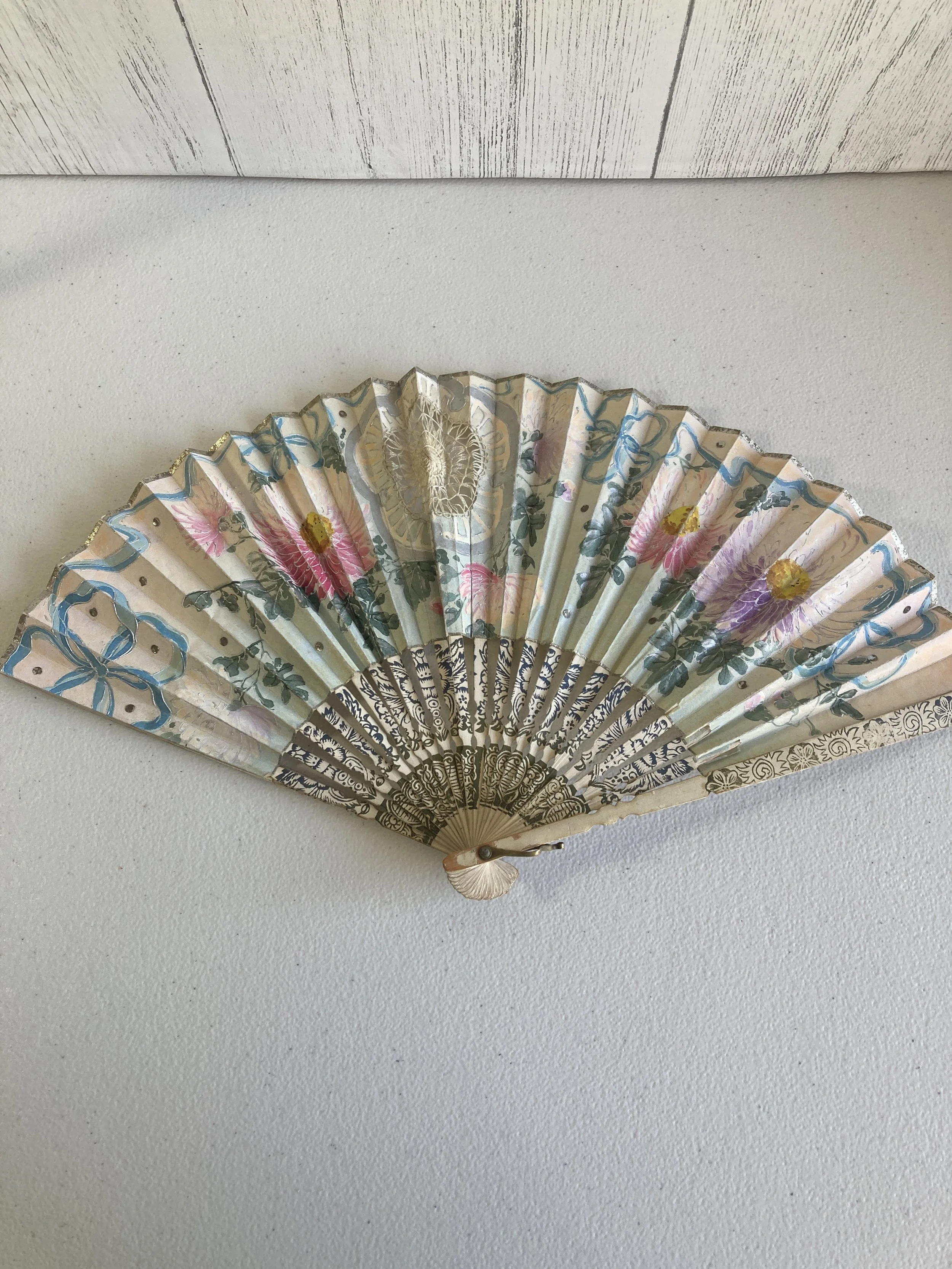 Antique Hand Painted Folding Fan
