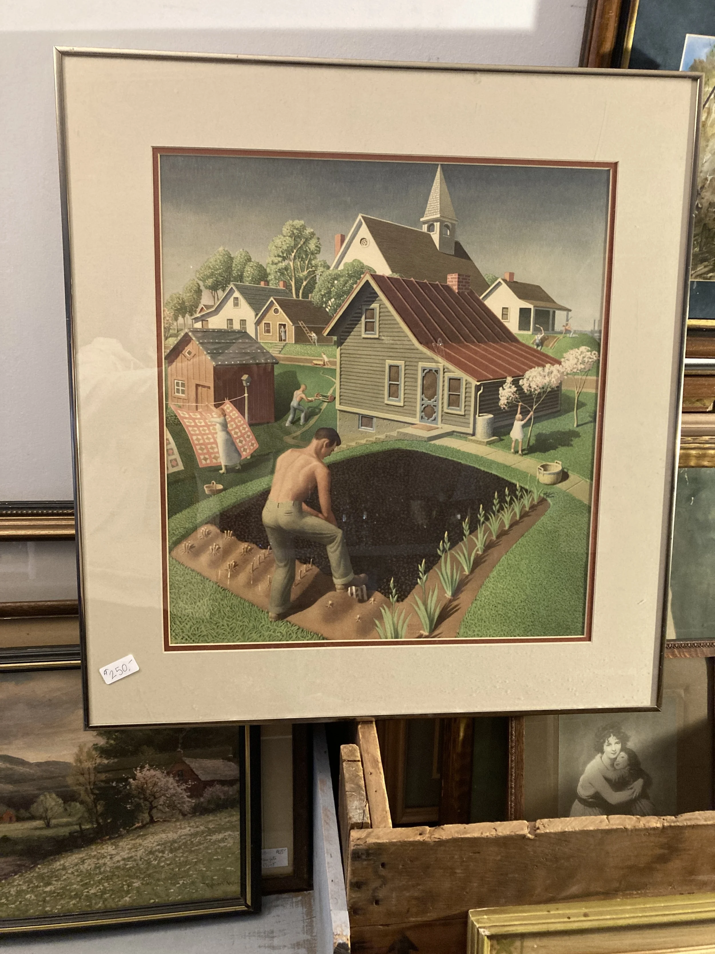 Vintage Framed Print of Grant Wood's "Spring in Town" (1941)