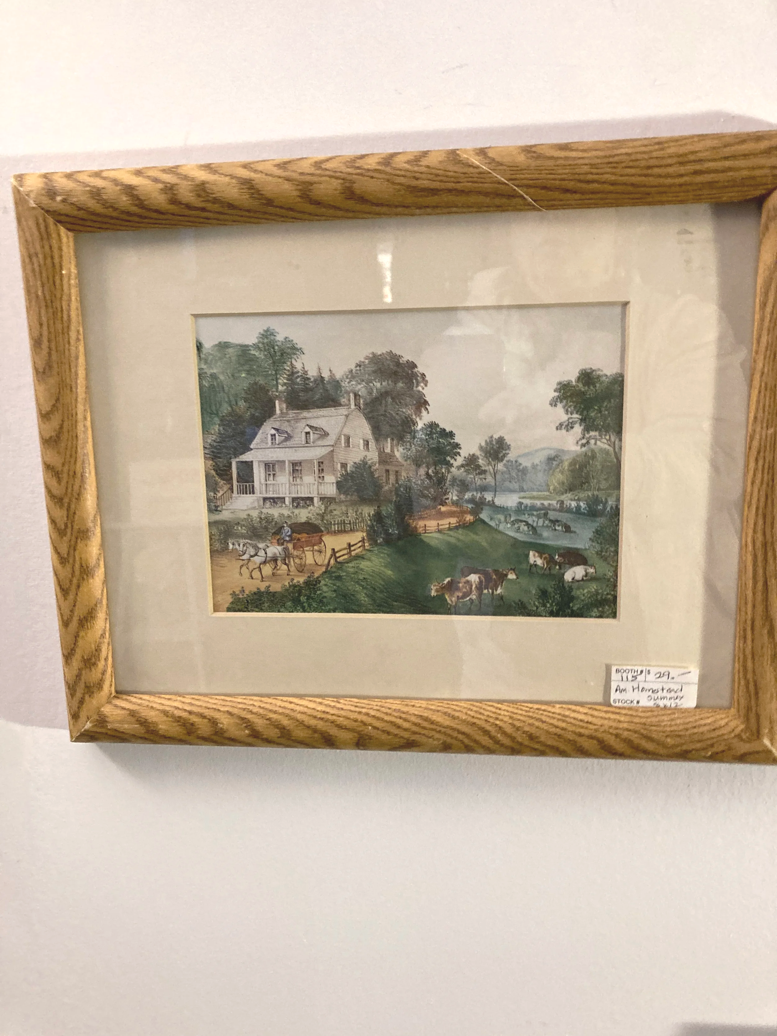 Vintage Framed Currier & Ives Lithograph Print - American Homestead Summer