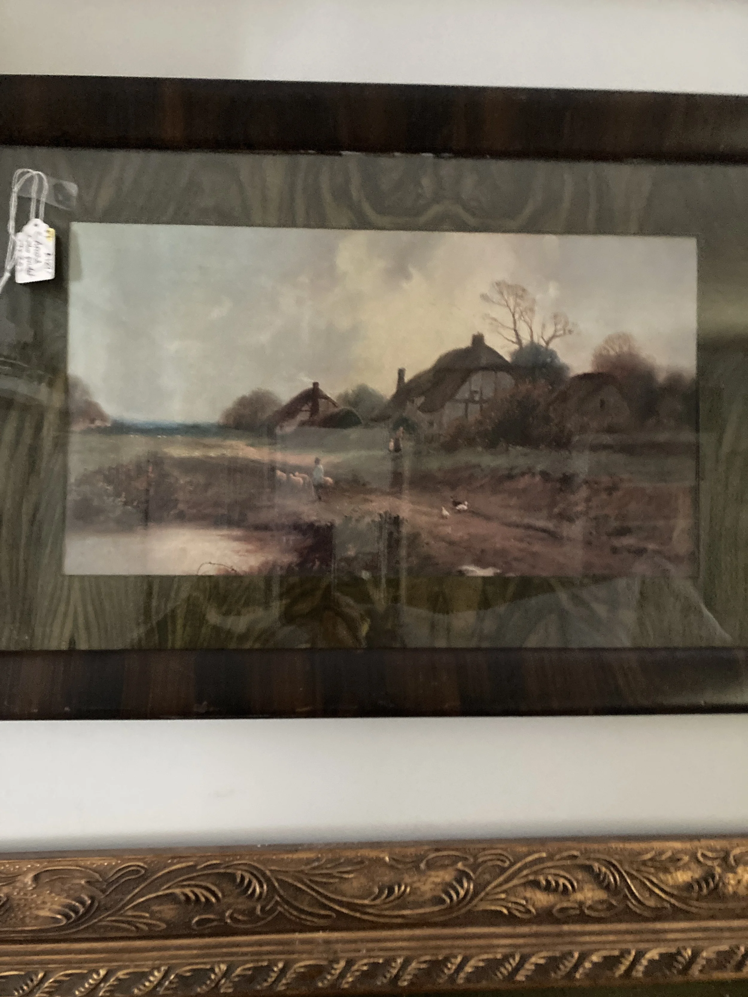 19th-Century British School Oil Painting Style Print - Rural Countryside Scene