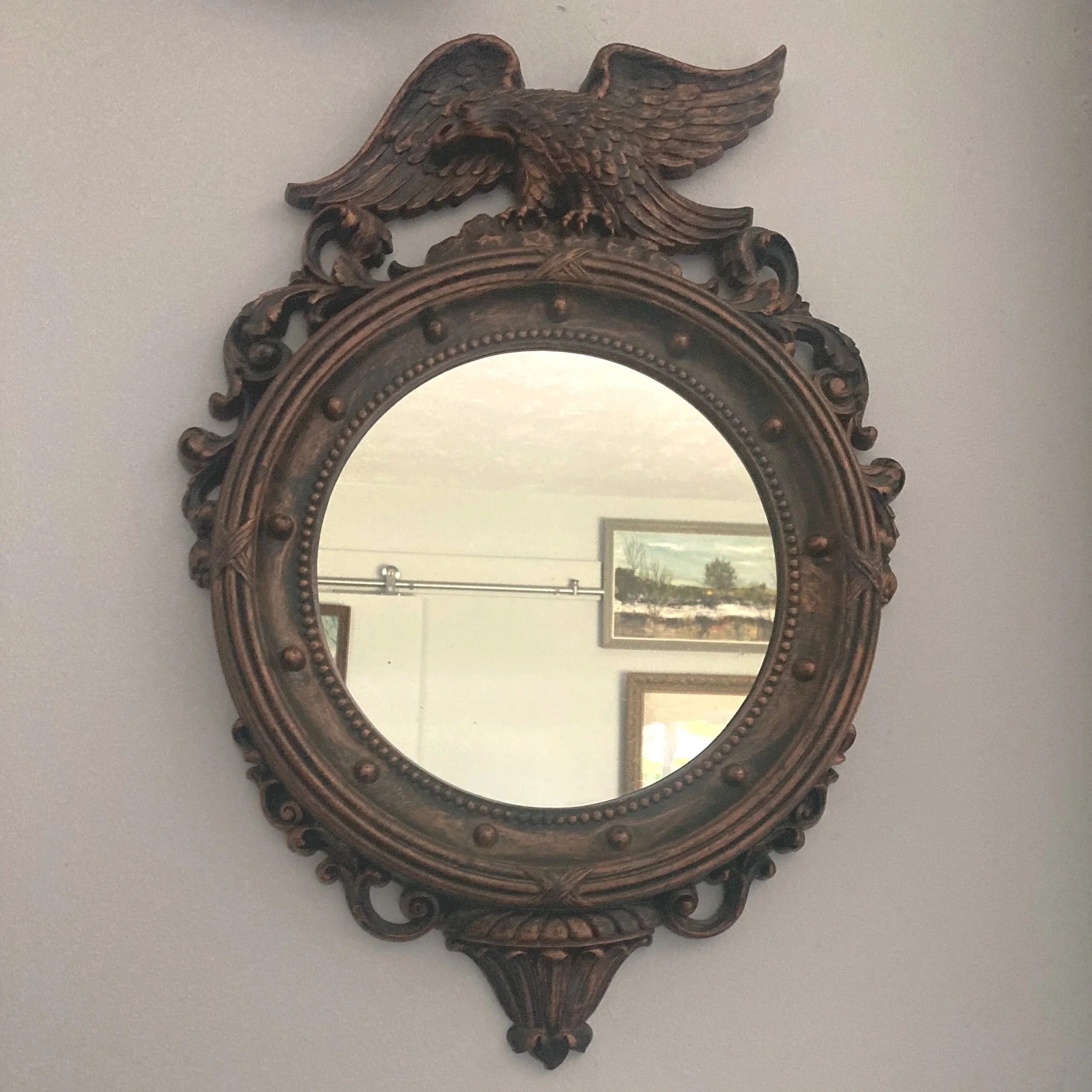 Vintage 1959 Coppercraft Guild Federal Eagle Porthole Wall Mirror