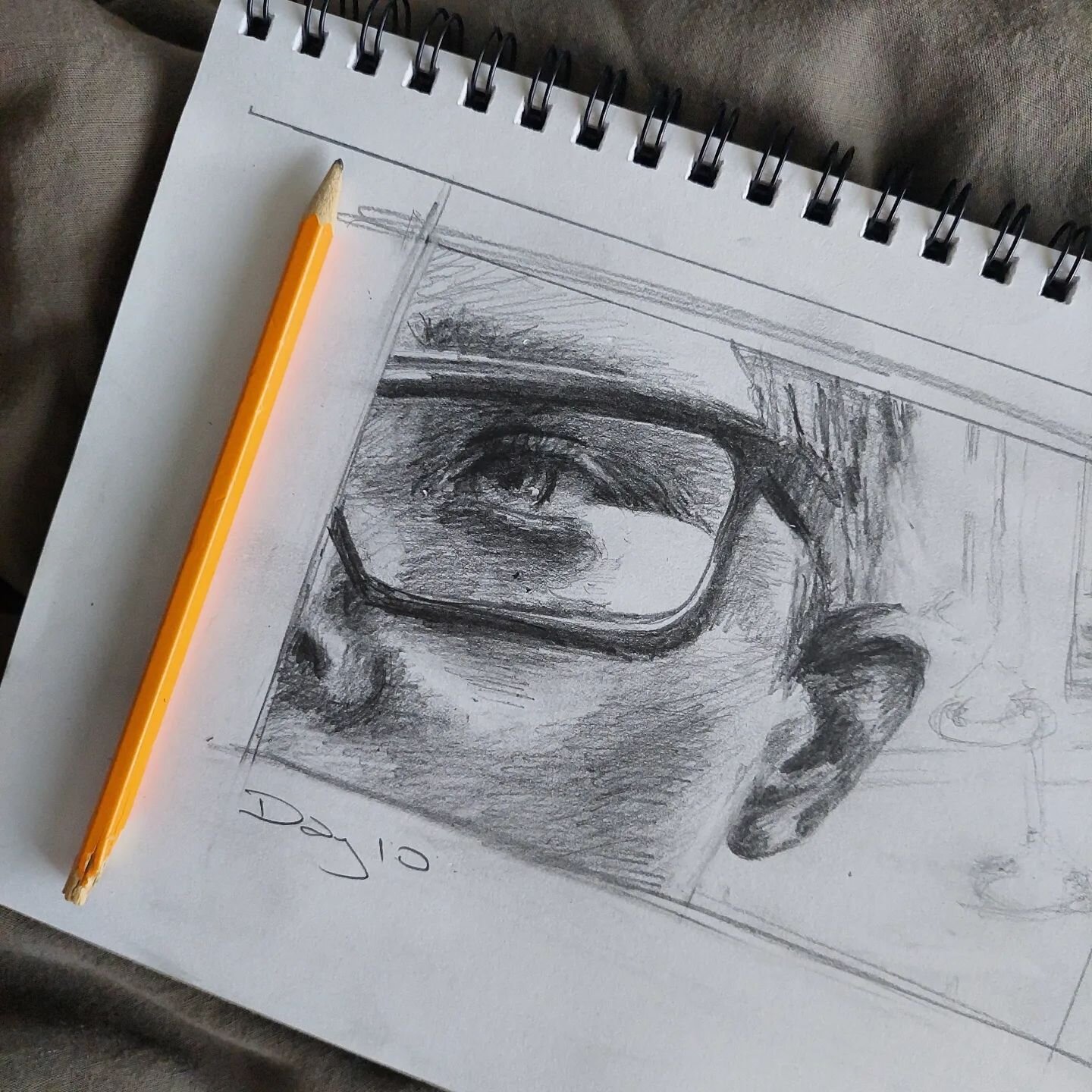 I've been wanting to sketch from this awesome image that my nephew took as a 'selfie' for ages. 🥰 
Day 10 of drawing/painting everyday. 

#31daysofcreativepractice2023 
#31daysofcreativitepactice 
#sketch #selfiesketch