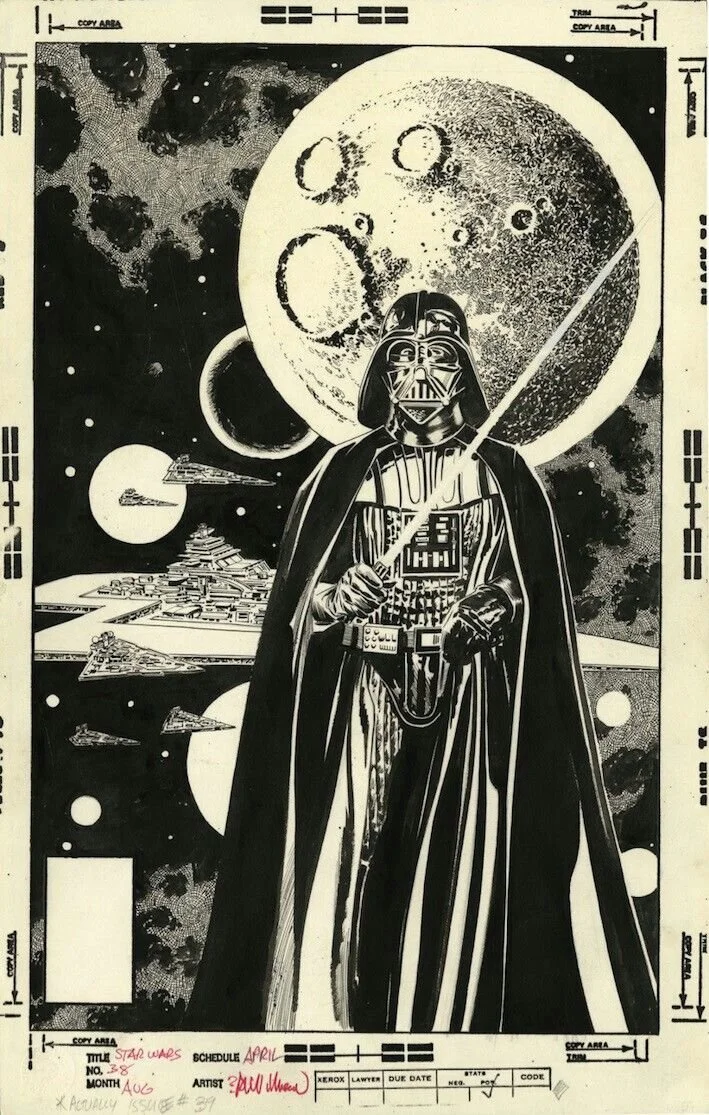 Darth Vader’s menacing presence. Art by Al Williamson