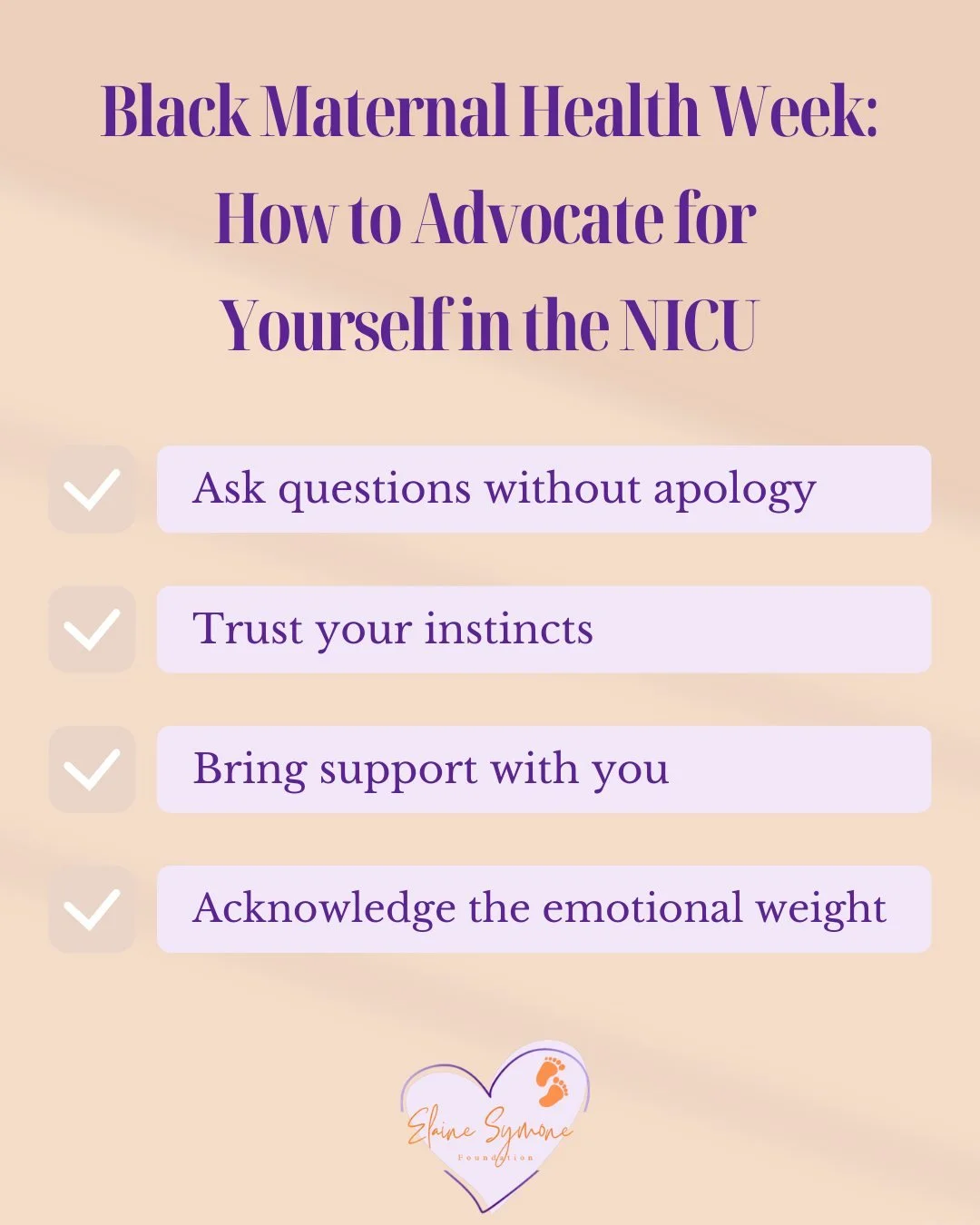 Here&rsquo;s a checklist of tips to support you as you advocate for yourself in the NICU. 🤝🏾 
You and your baby deserve respectful, compassionate care.

Check out our new blog, How to Advocate for Yourself in the NICU: A Message for Black Mothers.
