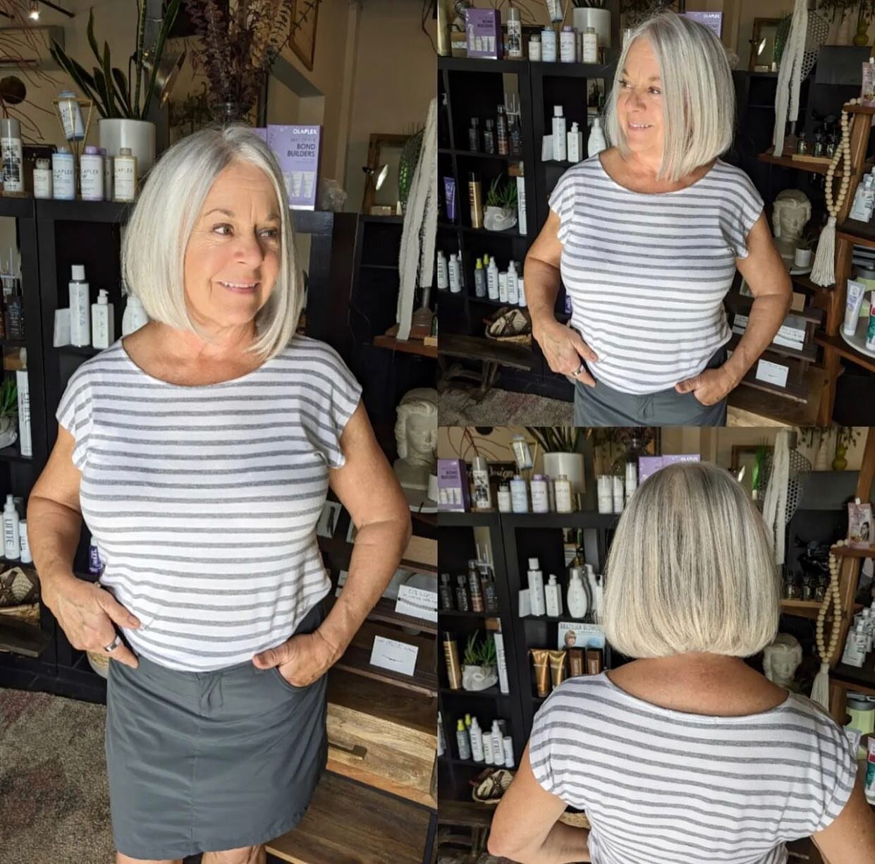 One of my all time favorite transitions. 
Although I do miss coloring her hair, I LOVE her natural silver. It took us awhile to get to her natural color, but I had full confidence she would love it and glow with confidence and radiance. 
Now I enjoy 