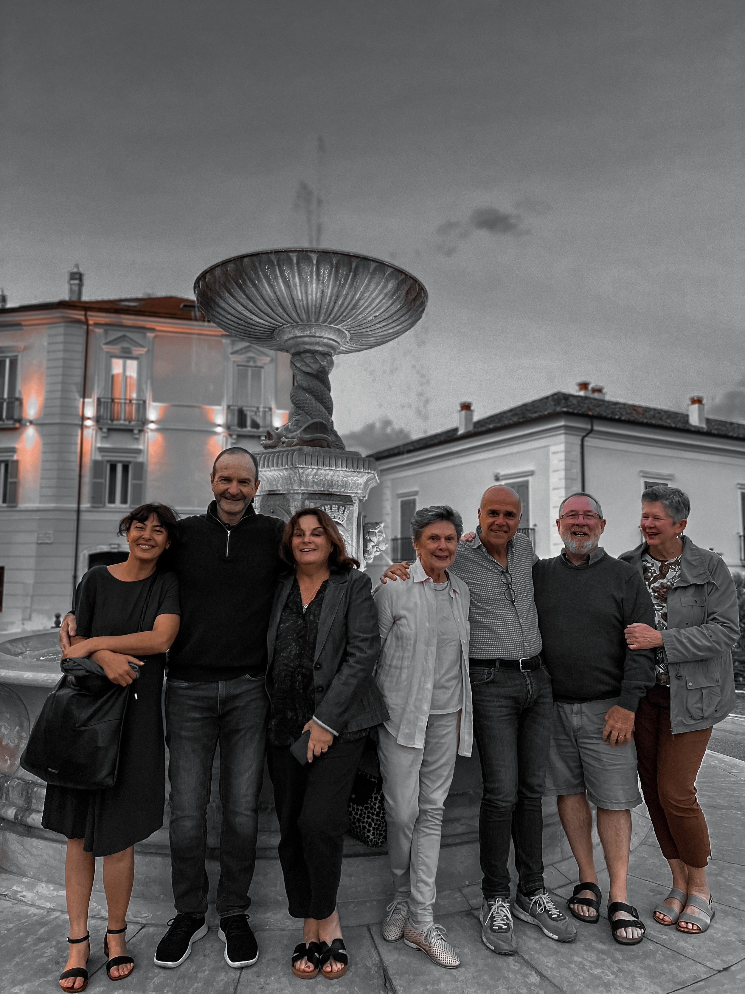 Antica Travel Co guests in the piazza of the  hilltop village of Atina in the Valle di Comino of Ciociaria. The Wild Heart of Italy. 