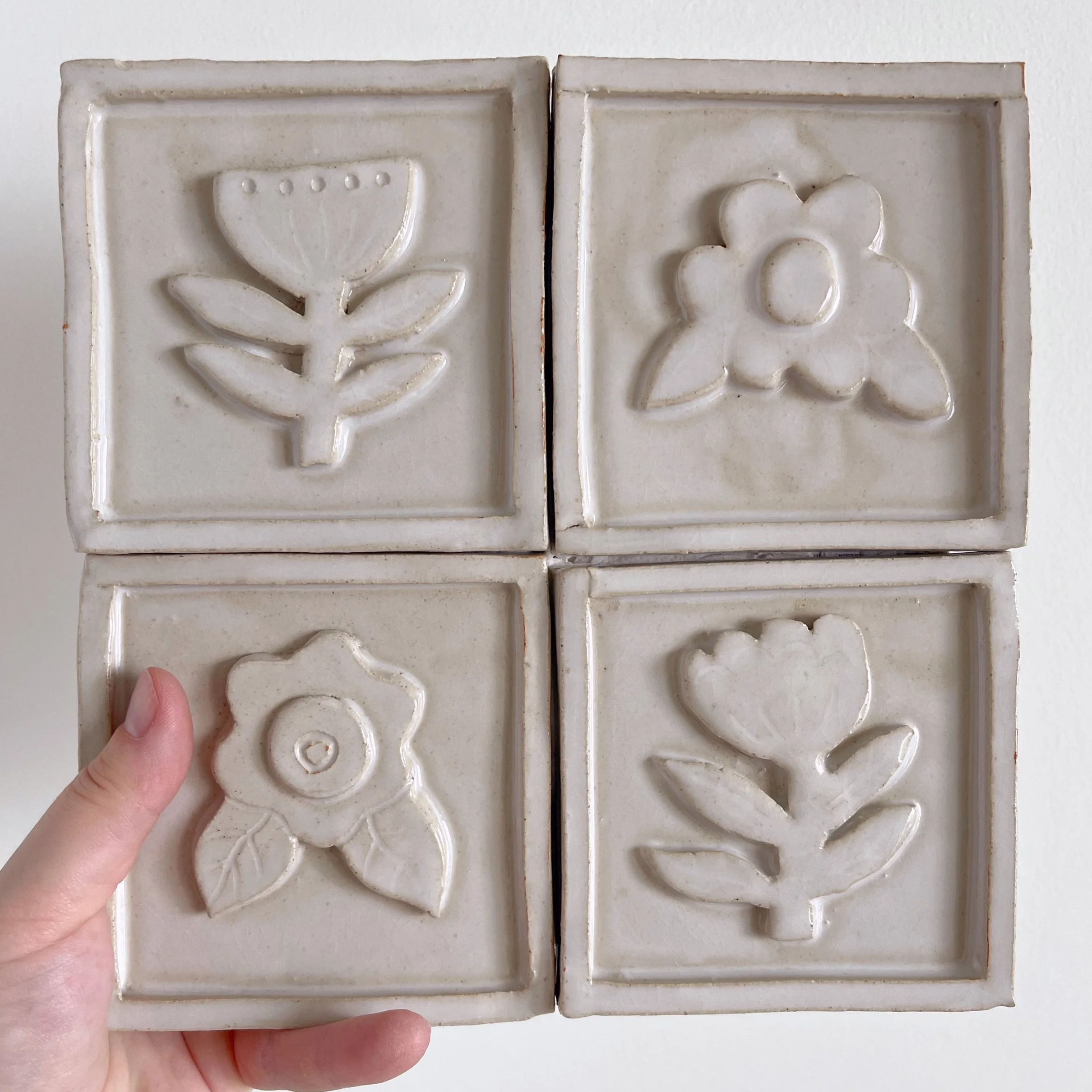 Monochrome Floral Tile Panel