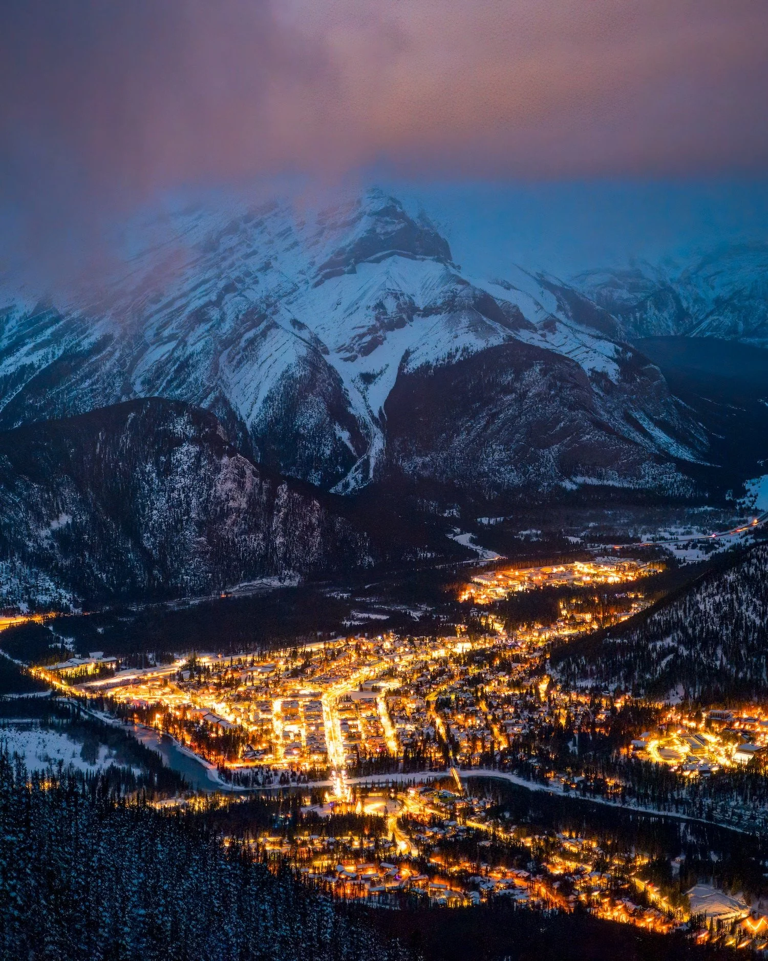 Banff townsite from the Banff Gondola at night_Robert Massey Photography.jpeg