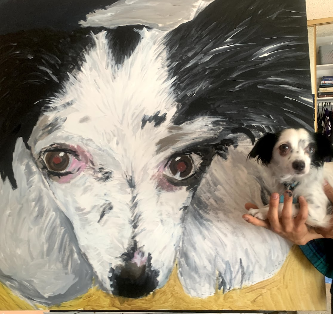 collaborative painting of daisy, made with hunimoon