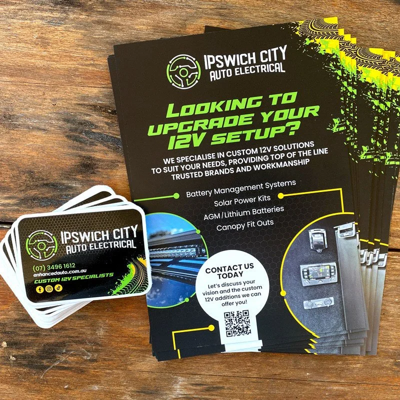 Flyer and promotional marketing design for Ipswich City Auto Electrical