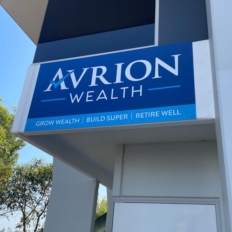 Outdoor ACM signage design and installation for Avrion Wealth