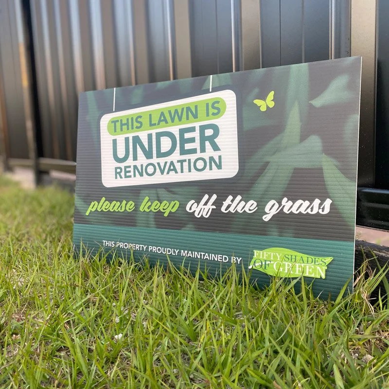 Custom corflute lawn sign design for property maintenance and landscaping business