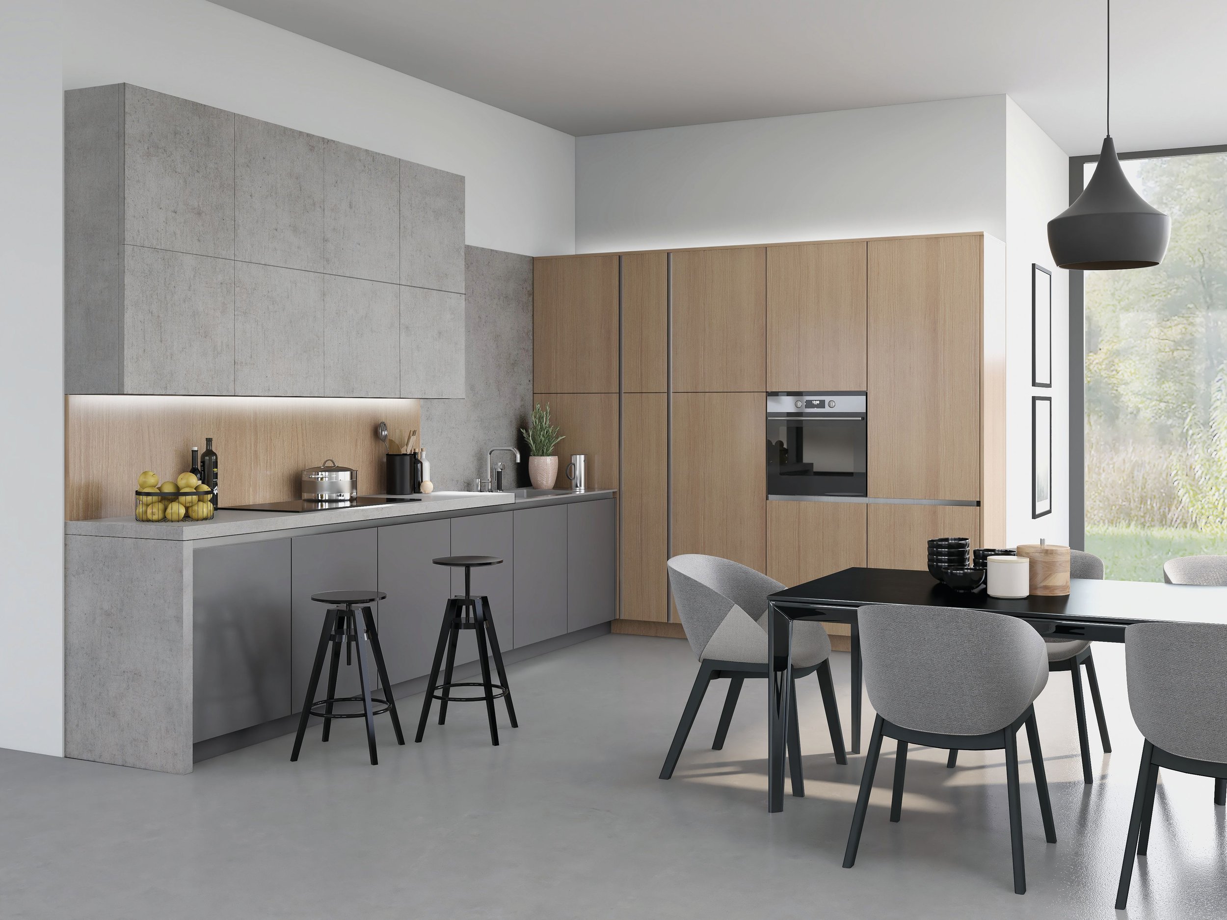 Edged Vaasa - Oak, Light Grey & Concrete
