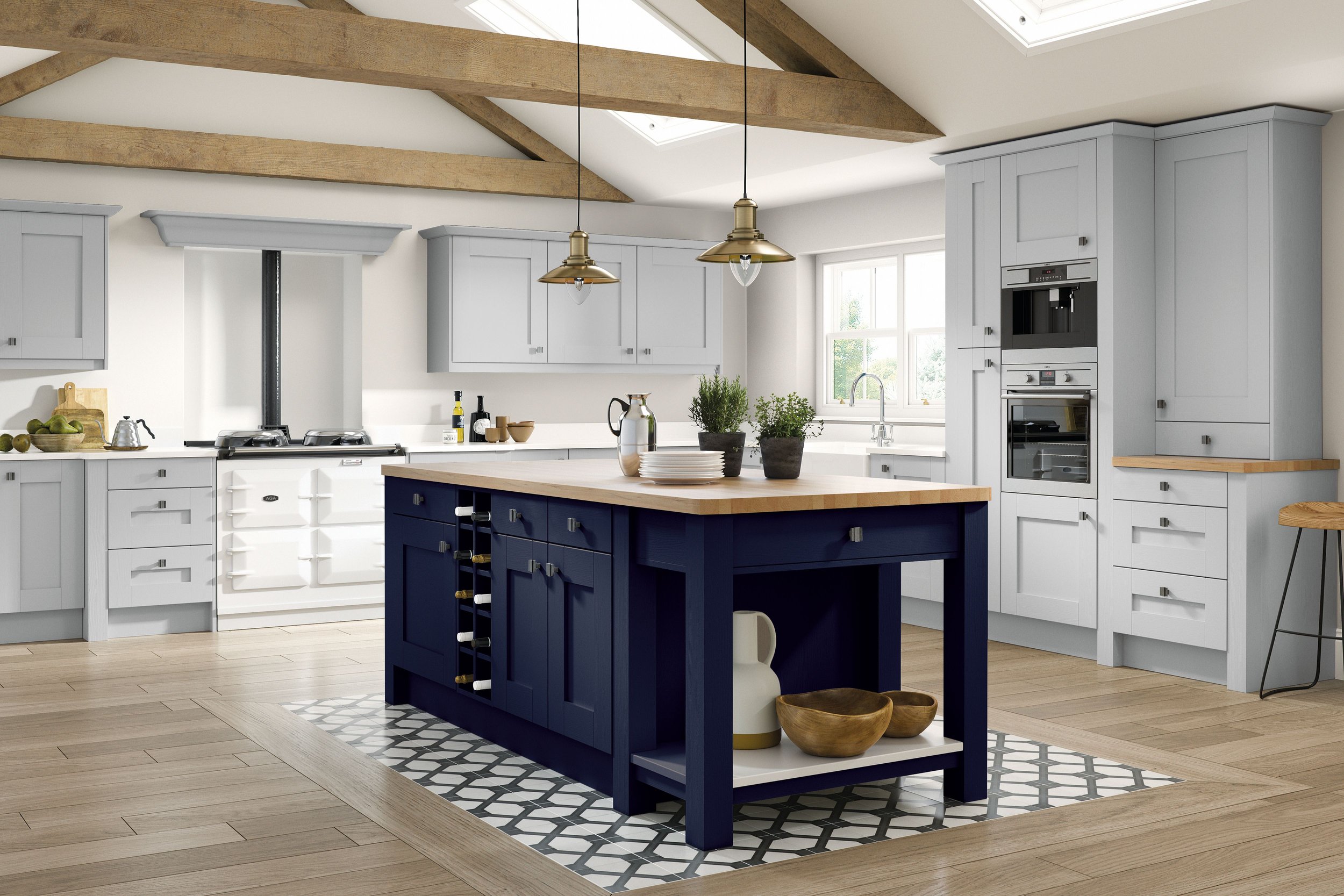 5 Piece Fenwick - White Grey and Marine Blue