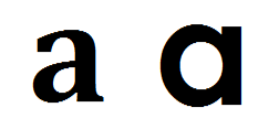 Two lower-case 'a' in a clear and bold font. Left is a 'double-stacked' a, right is an 'educational' a.