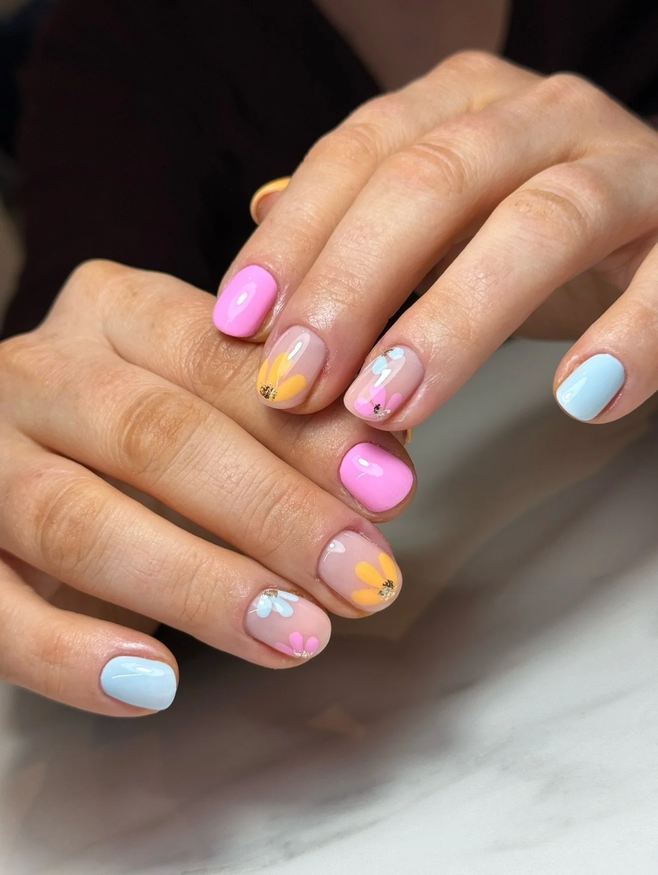 Funky florals + cool colour combo 🩵🩷🧡

Products:
BIAB &amp; Gel Colours @the_gelbottle_inc 

#funkyflowers #flowernails #springnails #summernails #nails

funky flowers | flower nails | spring nails | summer | nail inspo | nail art | nail artist | 