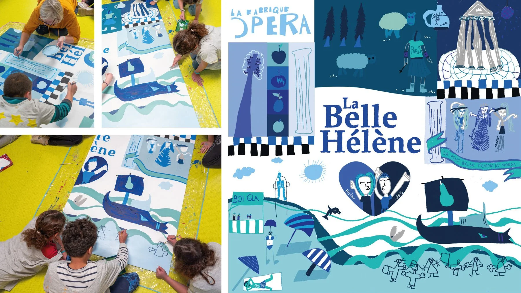 ALSH Les Vergers (45) - Fresque réalisée avec des enfants de 6 à 10 ans sur le thème de l'opéra.