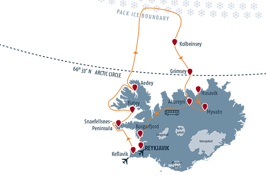 Kryssning till nordvästra Island och Polcirkeln