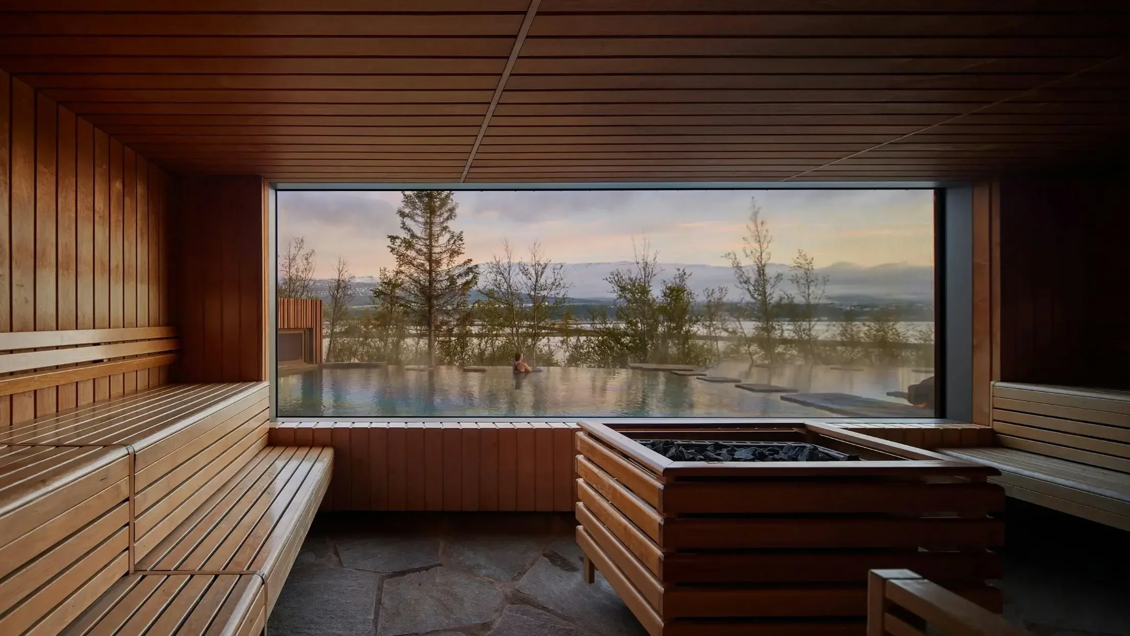 Sauna i Forest lagoon på norra Island