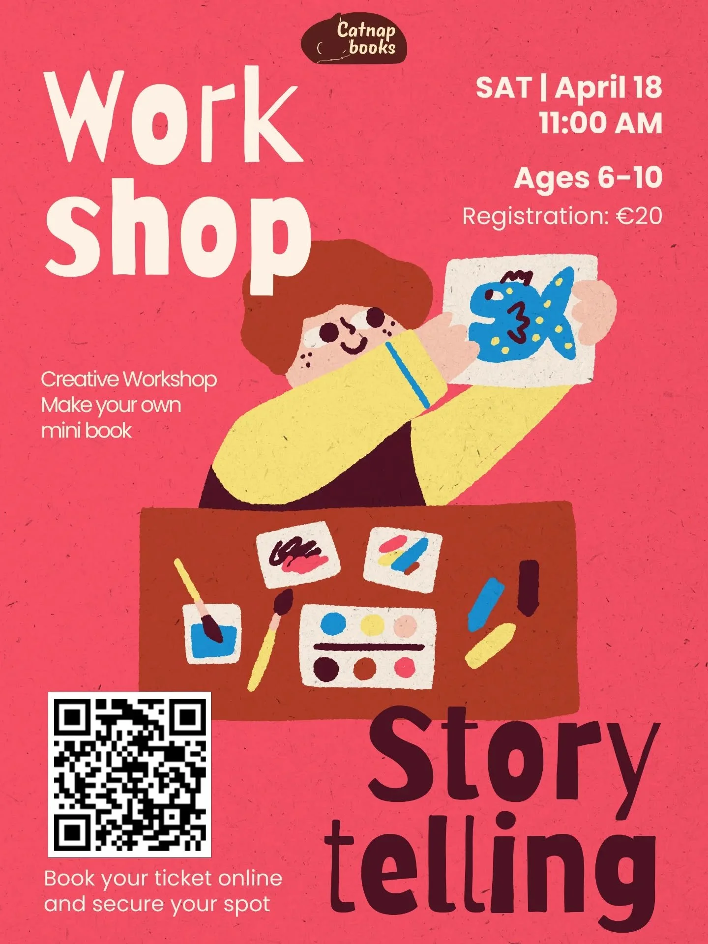 ✨ Creative Storytelling Workshop for kids ✨

Join our zine-making workshop hosted by two illustrators: Ana Rui (@id_anarui) and Monika Lukomska (@monia.designs), at Catnap Books! In this 60-minute session, kids will create their own short stories and