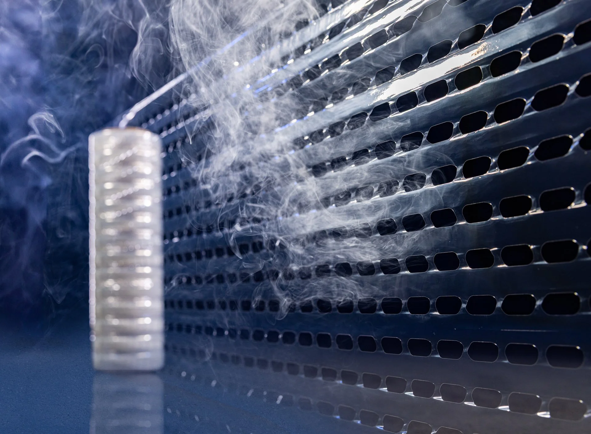 Roll of ExcelAir perforated pallet wrap featuring recycled plastic content for sustainable packaging