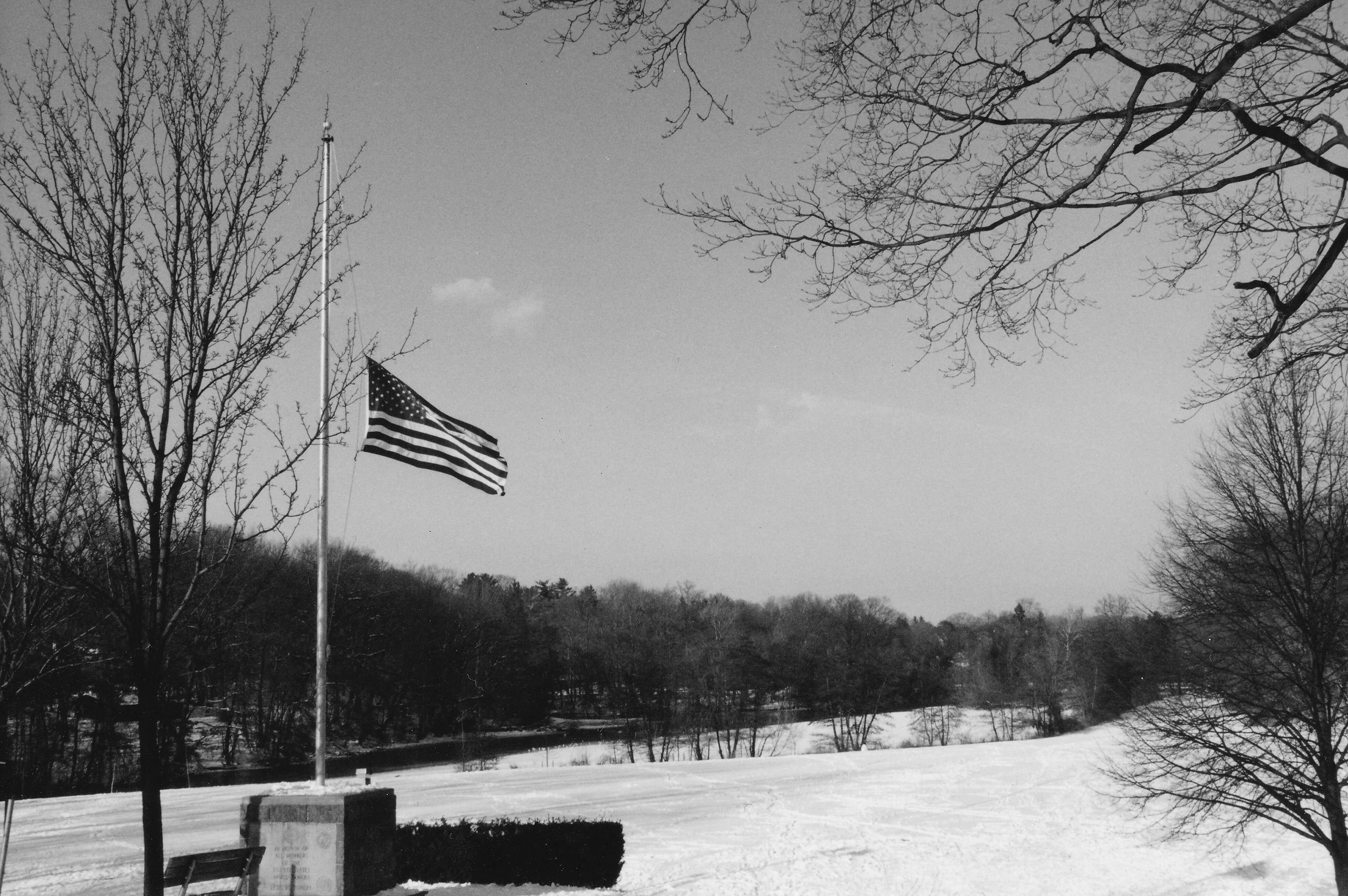 Pic-1015 (Bronx River in Winter + American Flag)