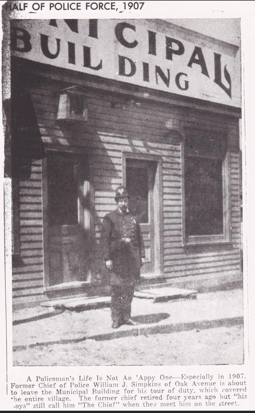 Pic-22 (Tuckahoe Municipal Building with 1 room Police Department.  1907. Police Officer  is William J. Simpkins the 1st police officer)