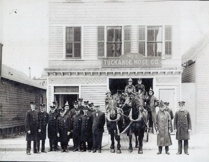 Pic-69 (Tuckahoe Hose Co. #1 on Columbus Ave.  Barn on right side is for horses. Left side building is for apparatus. ~1900)