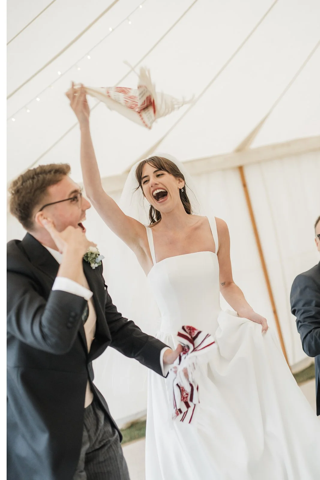 Dancing bride and groom at sussex wedding