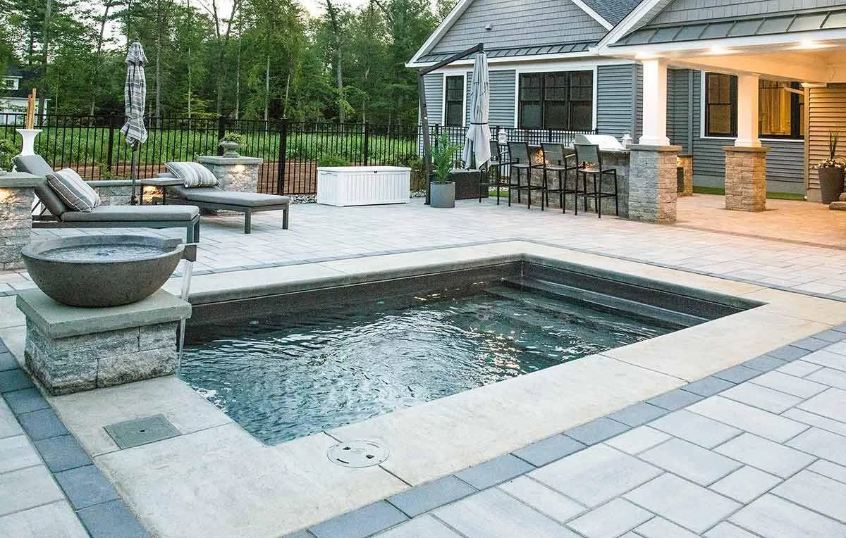 A plunge pool in a backyard