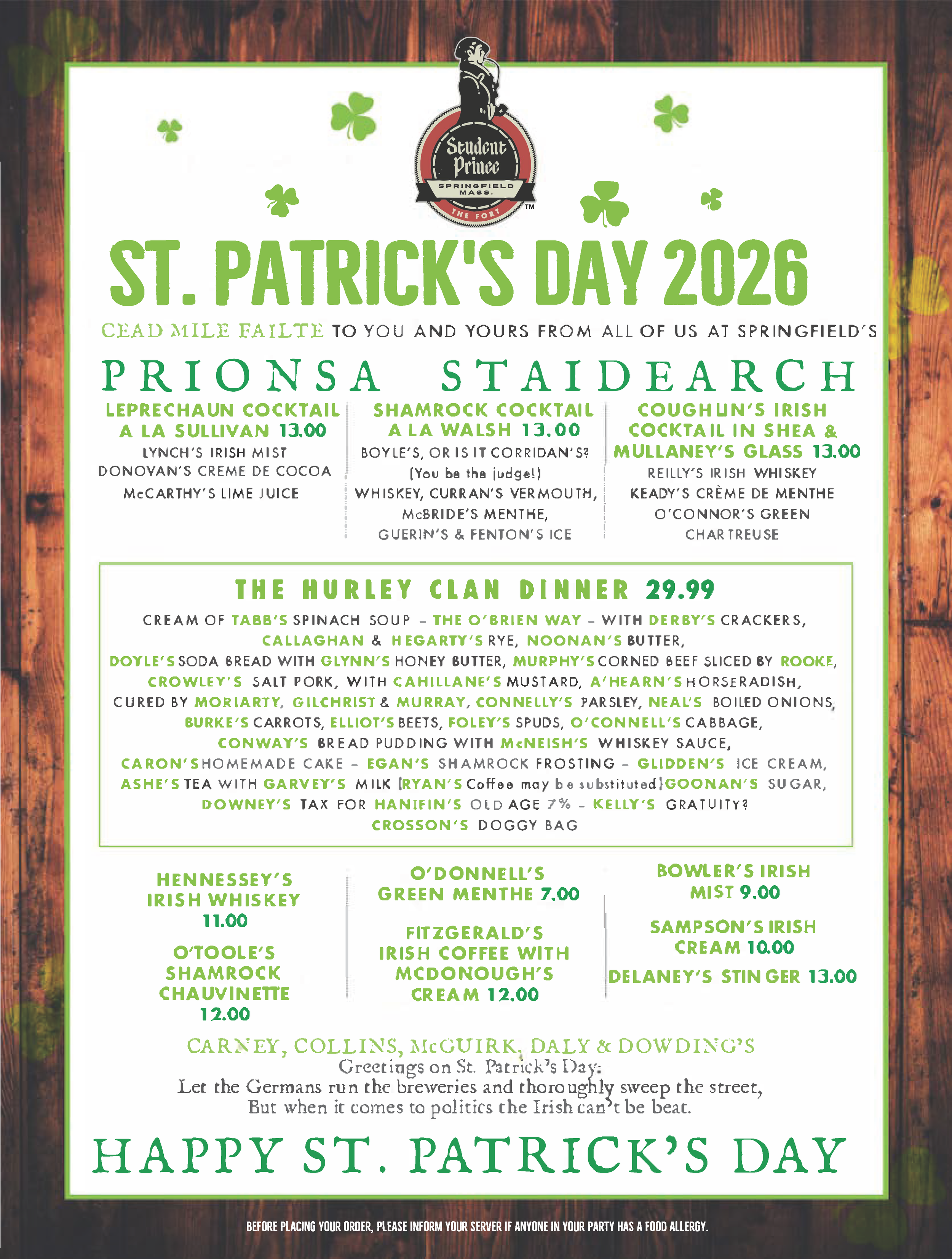 St. Patrick’s Day at The Fort!