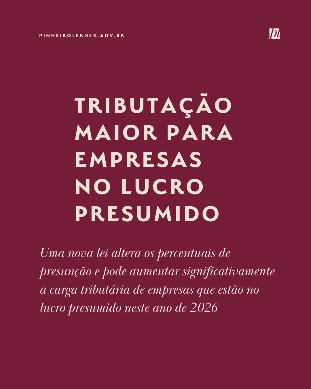 A recente Lei Complementar n&ordm; 224/2025, publicada no fim de dezembro, alterou significativamente o regime do Lucro Presumido para empresas com receita bruta anual superior a R$ 5 milh&otilde;es.

A partir de 2026, ser&aacute; aplicado um acr&eac